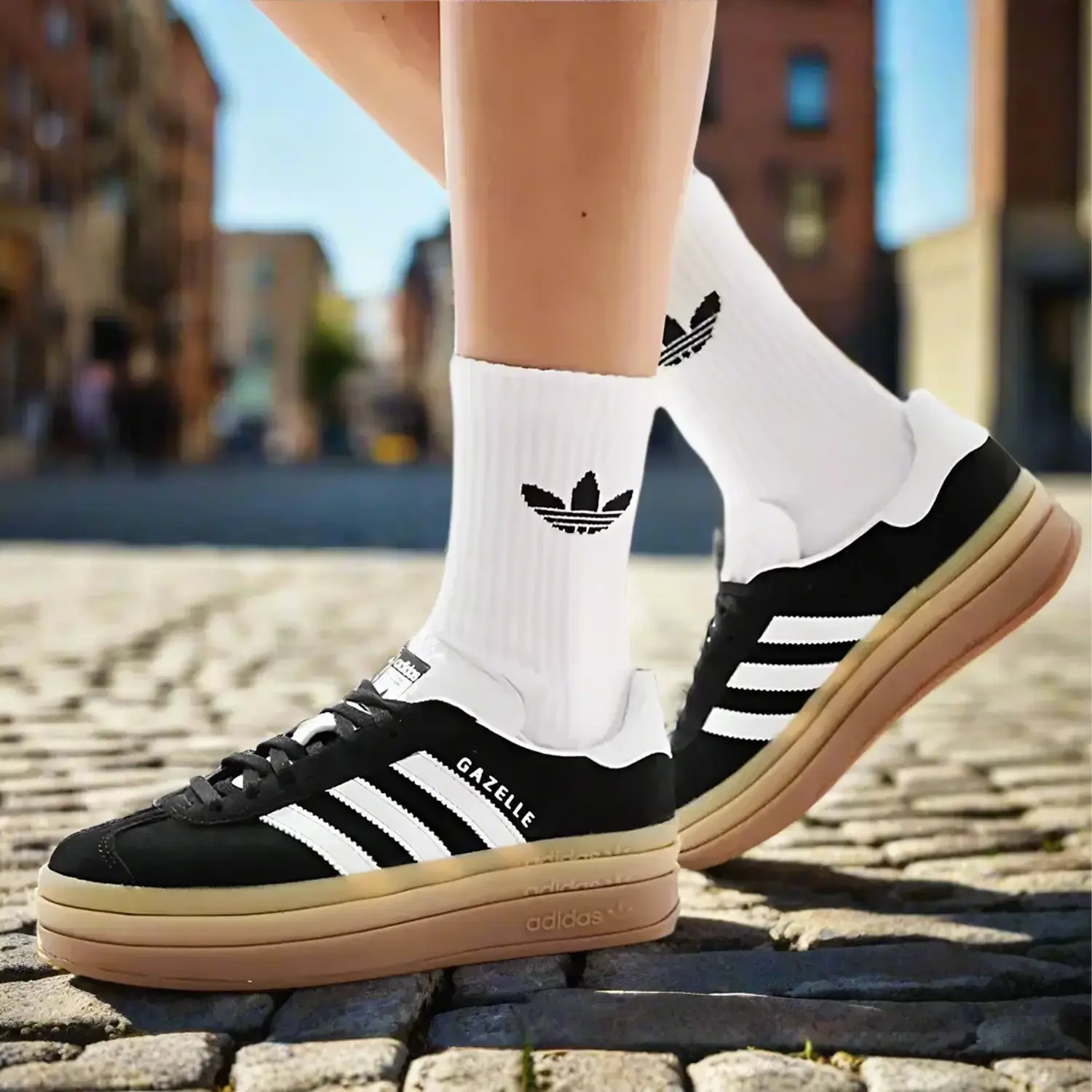 Women's Originals Gazelle Bold "Black White Gum" Shoes - Image 2