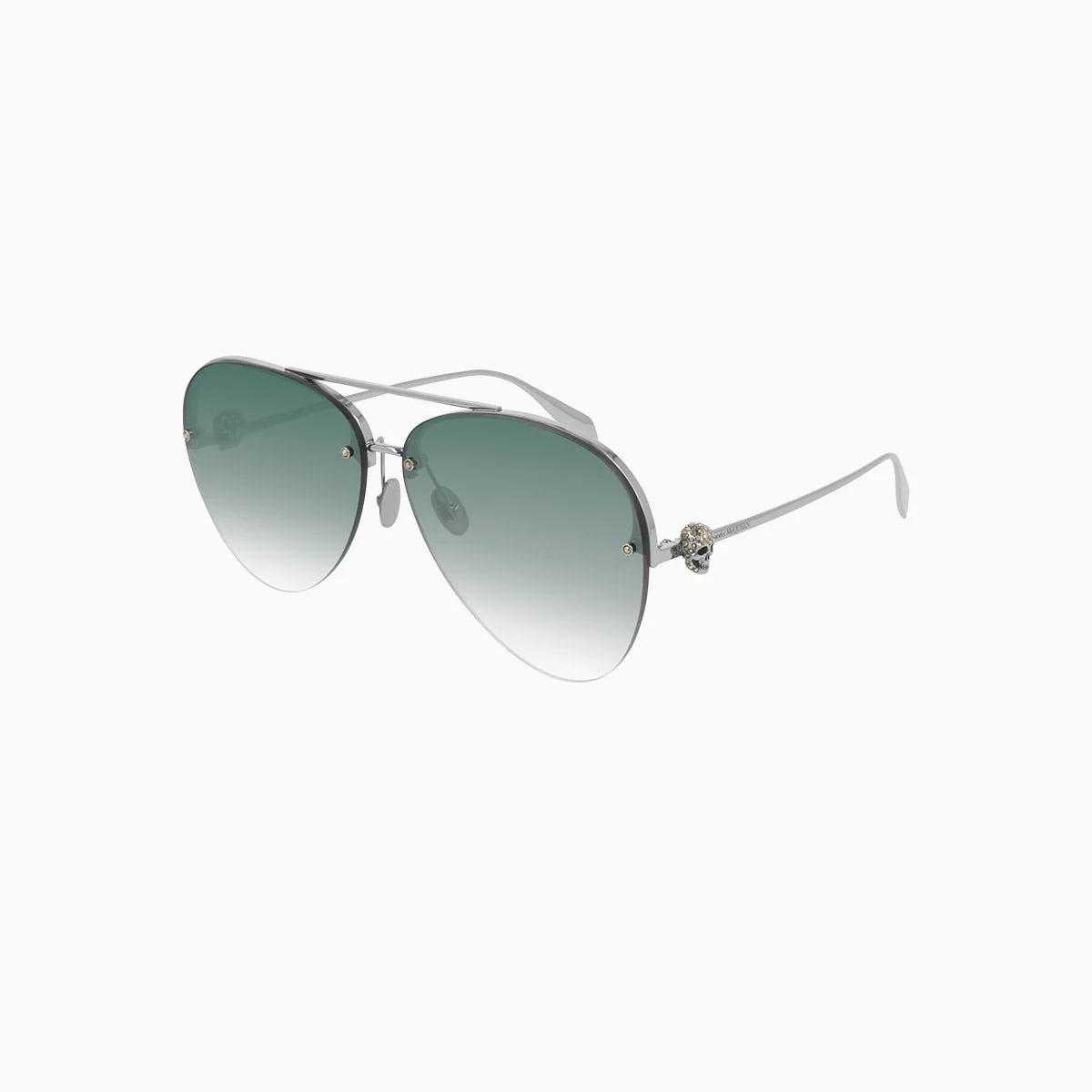 Alexander Mcqueen Silver Green Sunglasses - Image 3