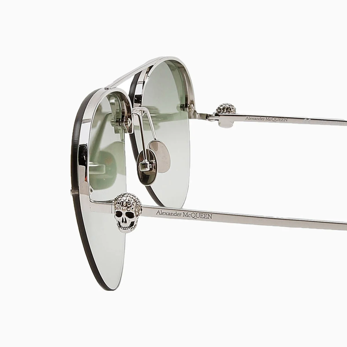 Alexander Mcqueen Silver Green Sunglasses - Image 7