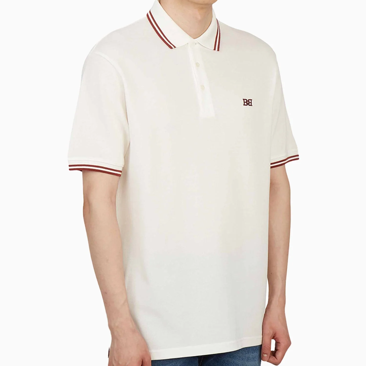 Men's White Short Sleeve Polo Shirt - Image 4