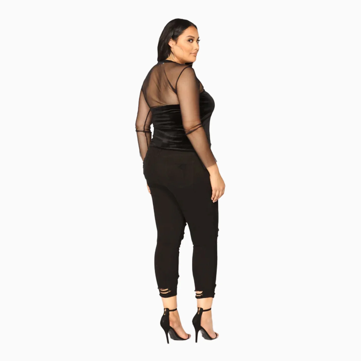 Women's Black Destroyed Ankle Cutout Skinny Pant - Image 4