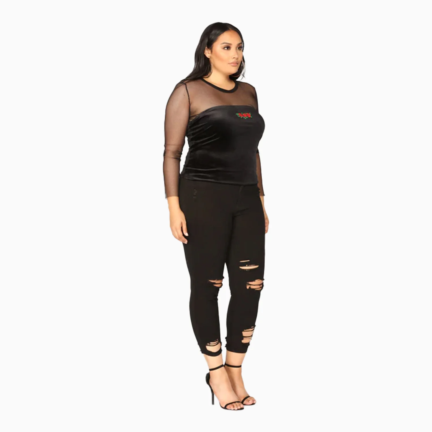 Women's Black Destroyed Ankle Cutout Skinny Pant - Image 5