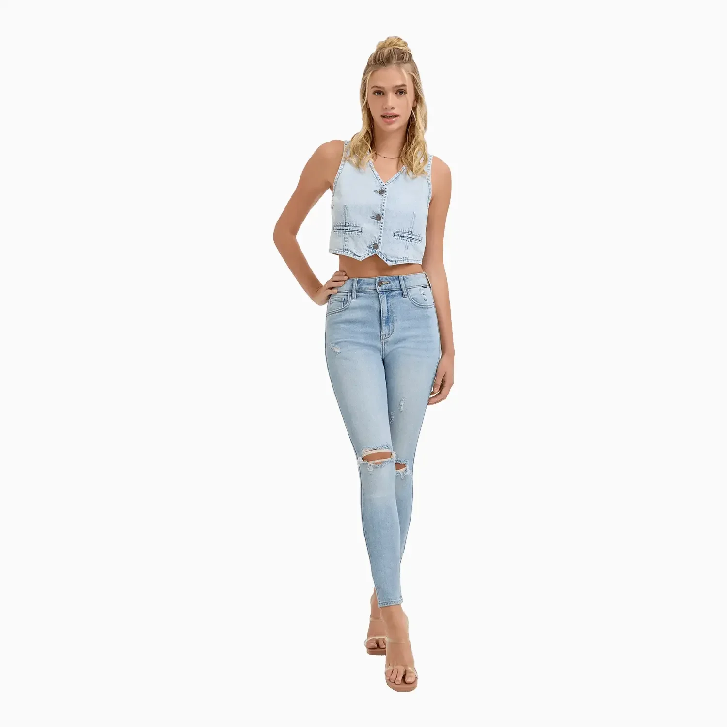 Women's High Rise Distress Ankle Skinny Pant - Image 4