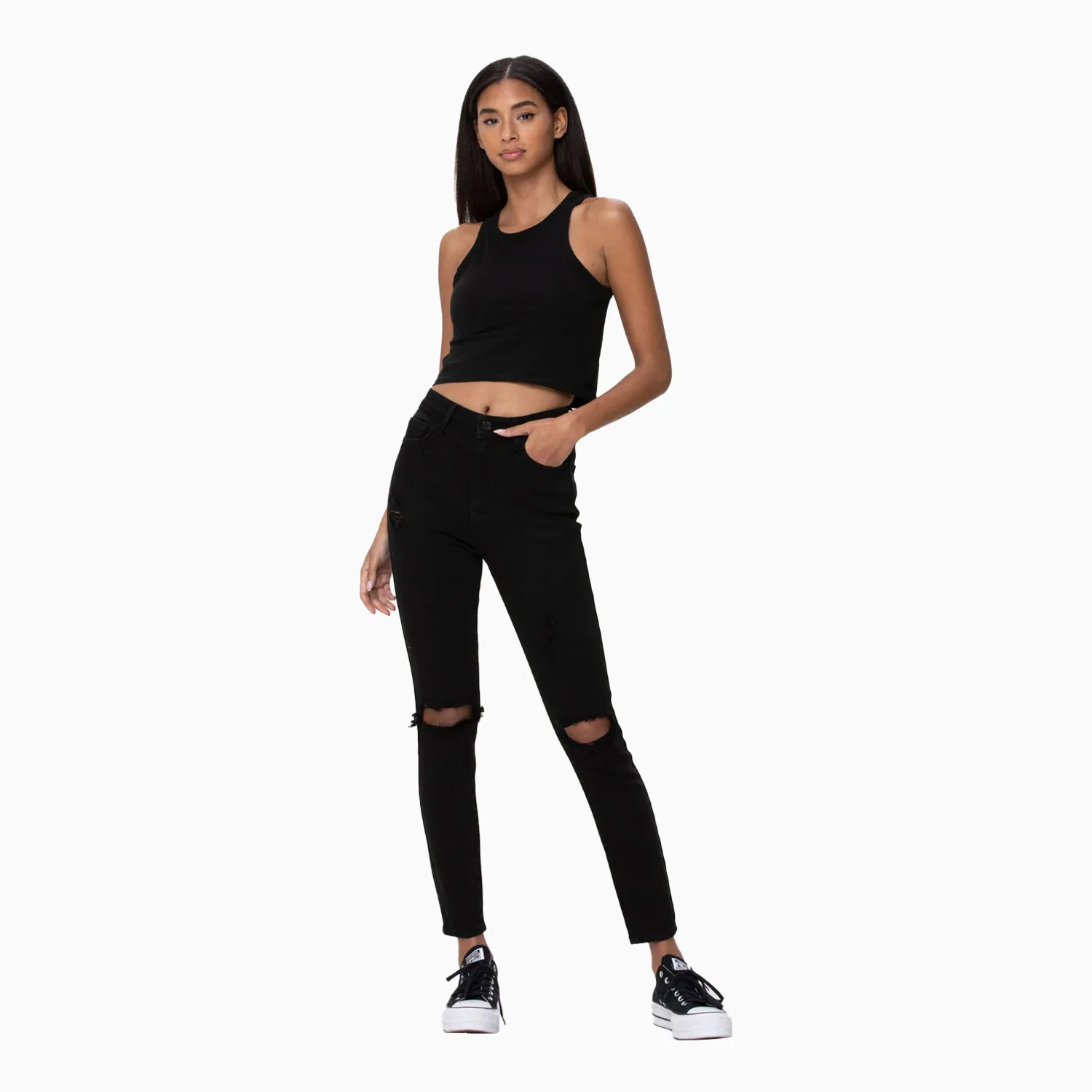 Women's High Rise Distress Ankle Skinny Pant - Image 2