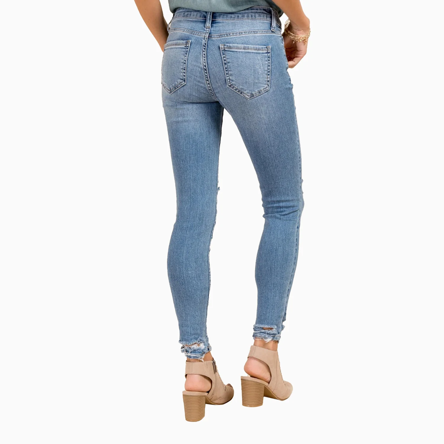 Women's Mid Rise Destroy Crop Skinny Pant - Image 2
