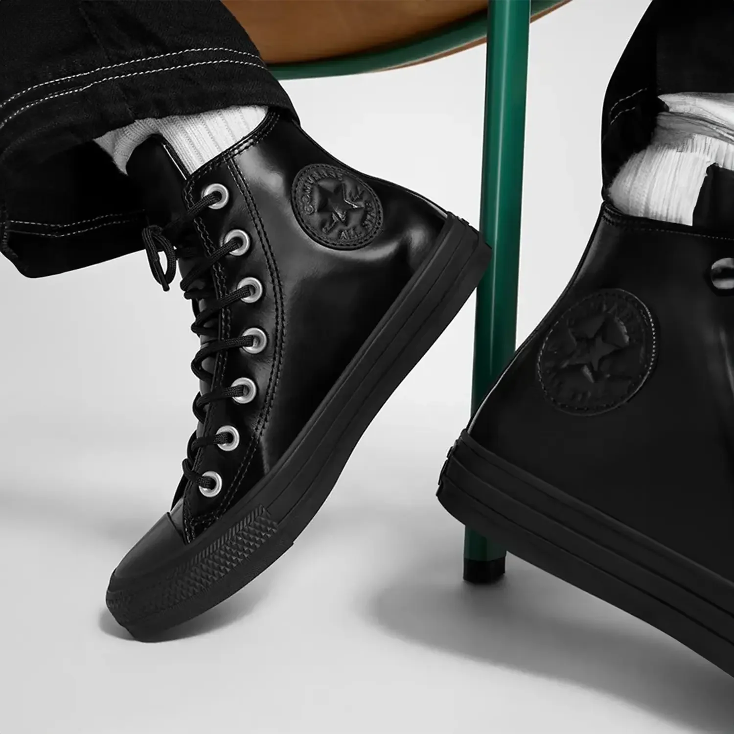 Women's Chuck Taylor All Star Black Lux Leather - Image 5