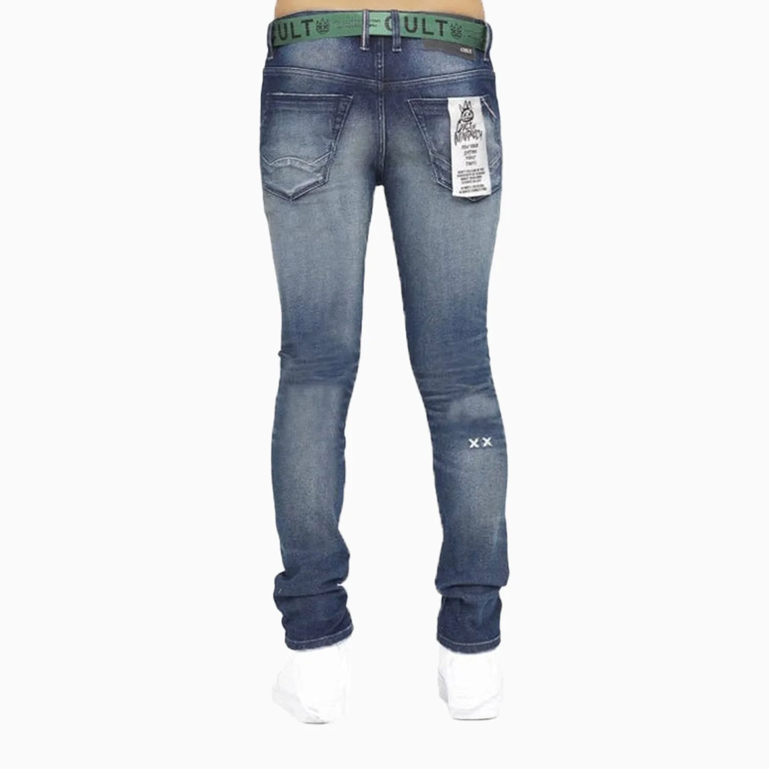 Men's Punk Super Skinny Belted Denim Pant - Image 2