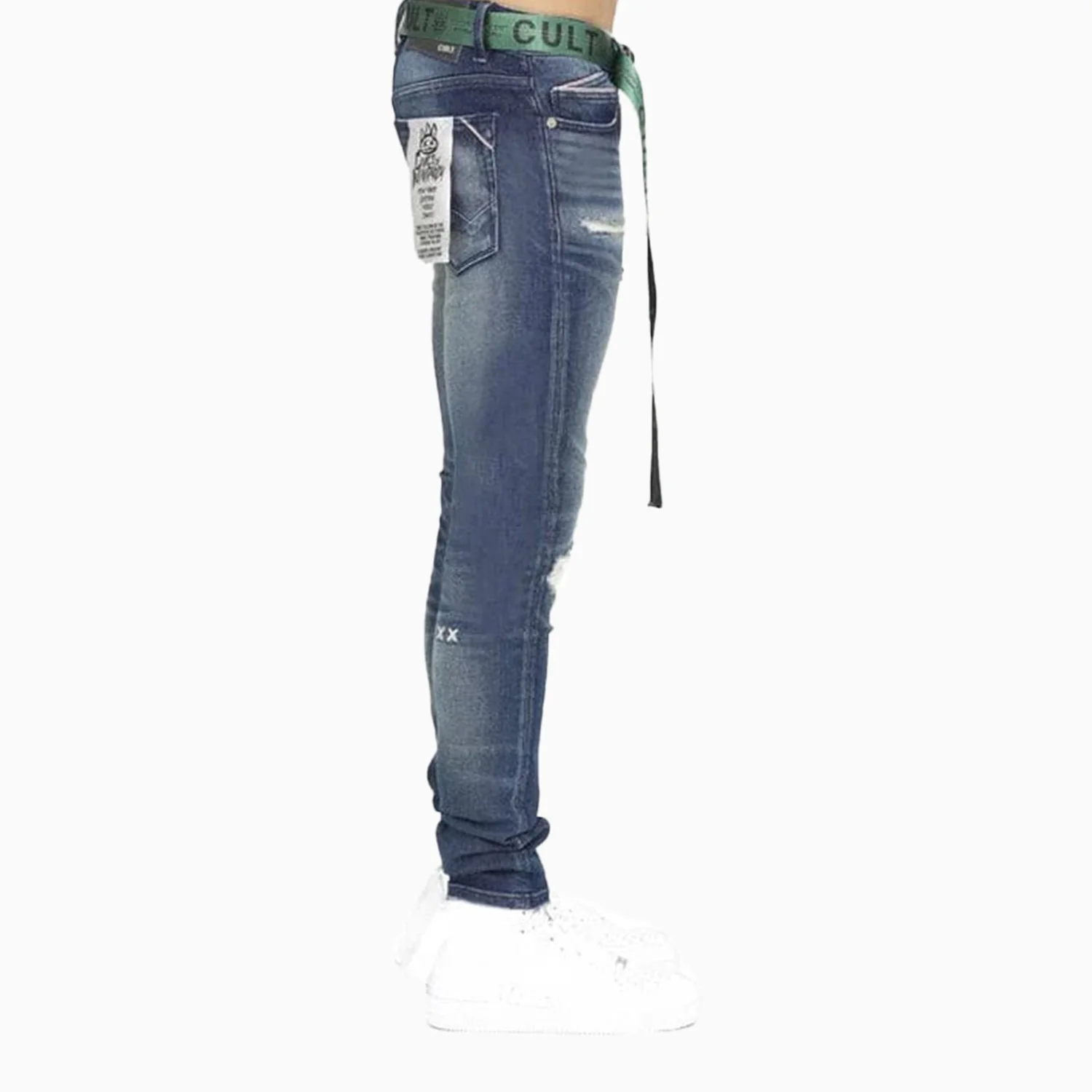 Men's Punk Super Skinny Belted Denim Pant - Image 3