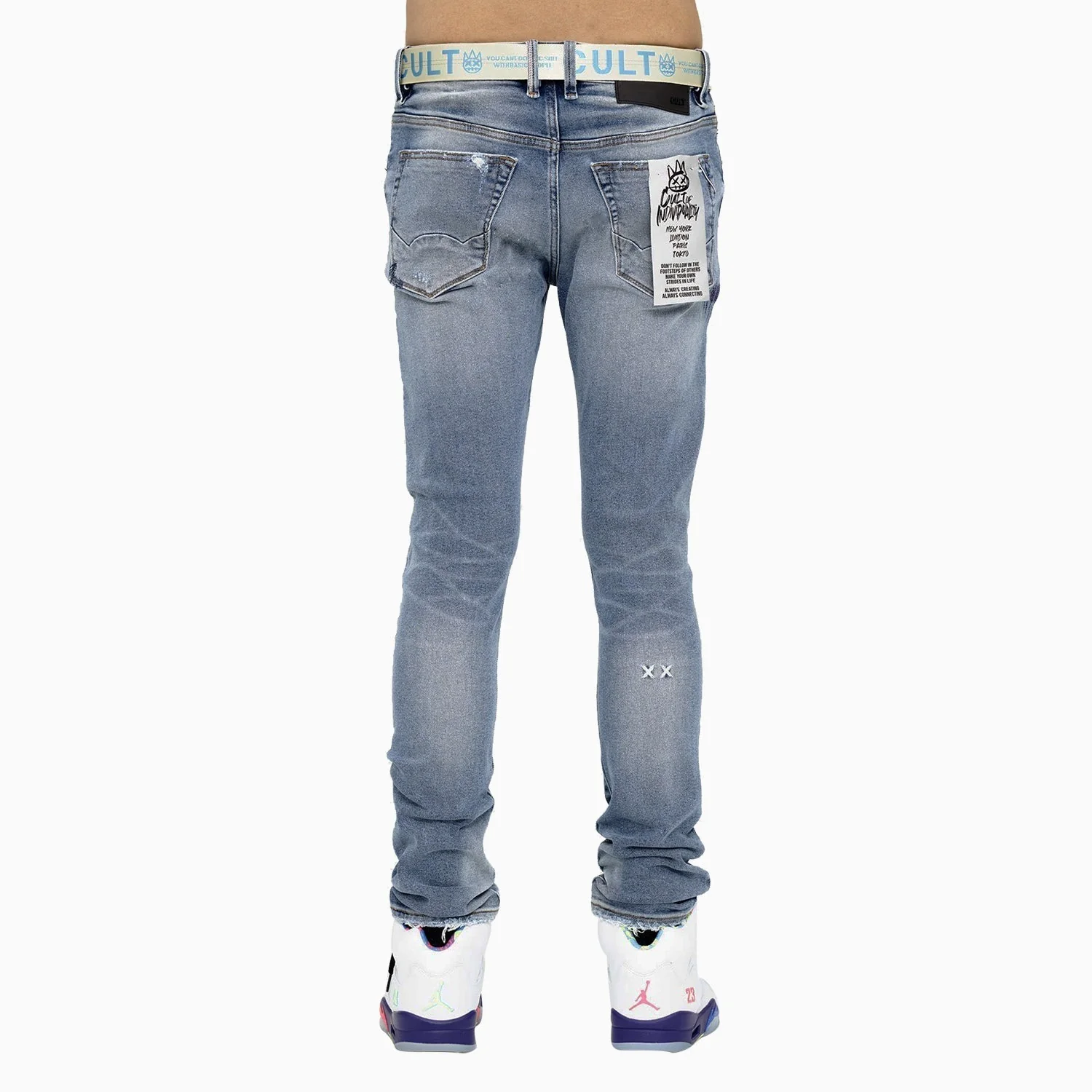 Men's Punk Super Skinny Belted In Taylor Denim Jeans - Image 2