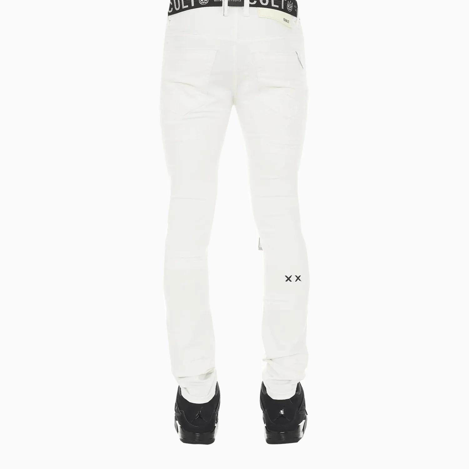 Men's Punk Super Skinny Stretch With White Belt - Image 2