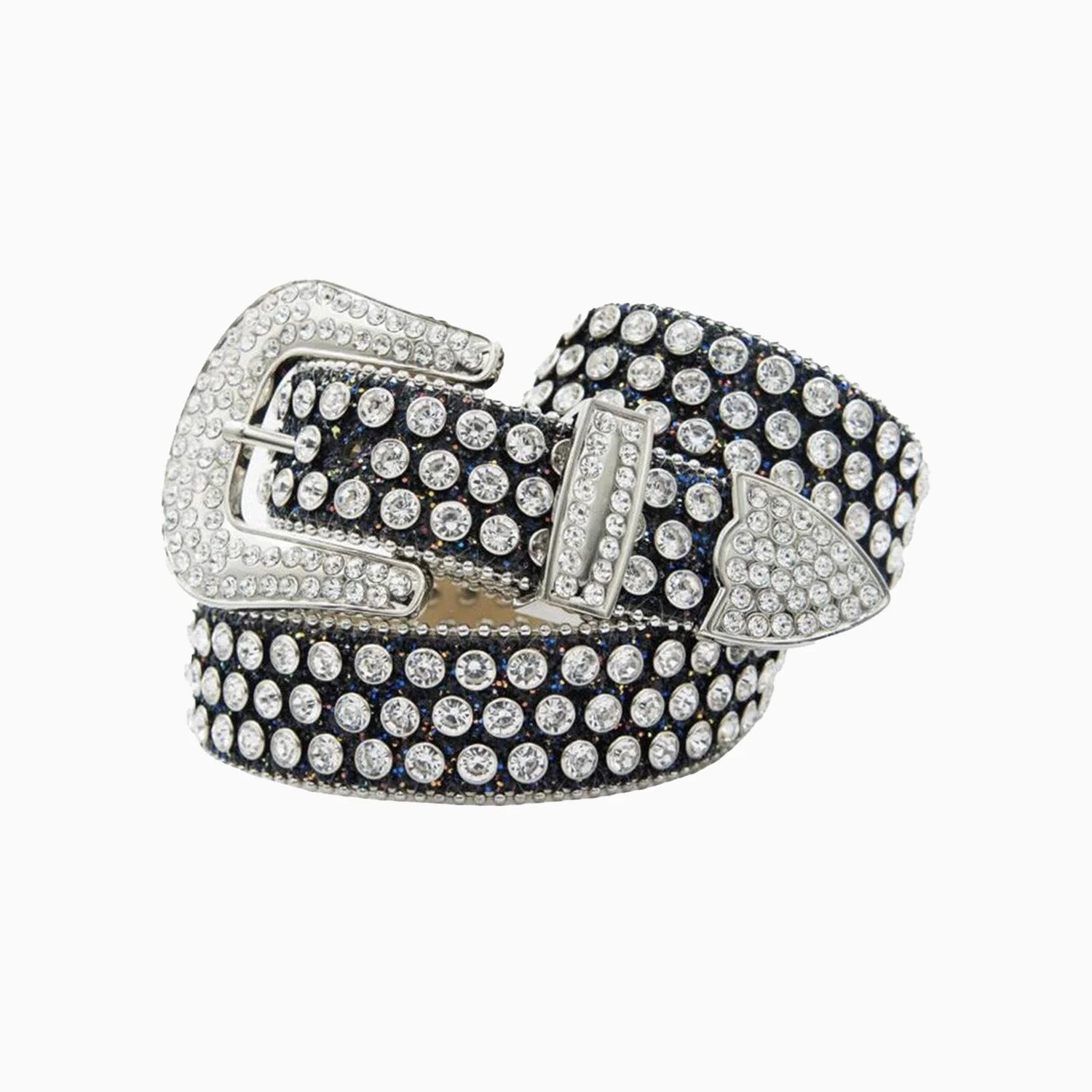 DNA Belt Black Glitter Shinny With Silver Stones