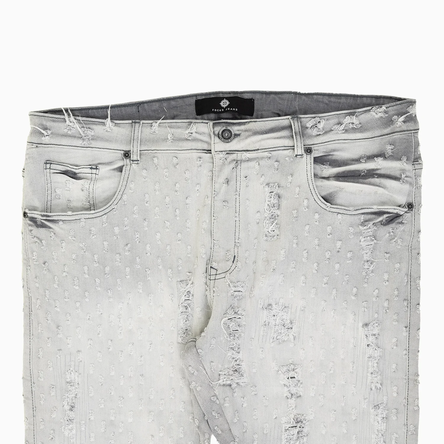Men's Heavy Pin Distressed Denim Slim Pant - Image 3