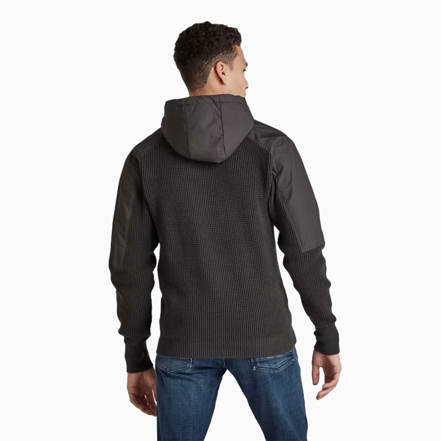 Men's Woven Mix Knit Hoodie - Image 4