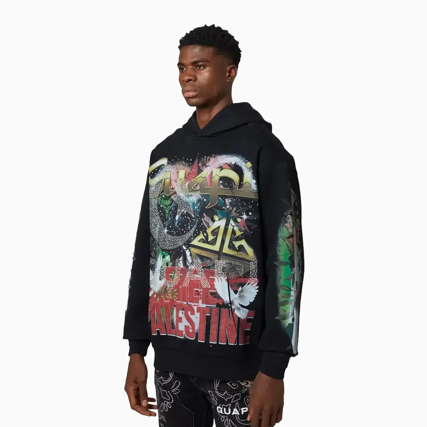 Men's Black Free Palestine Hoodie - Image 3