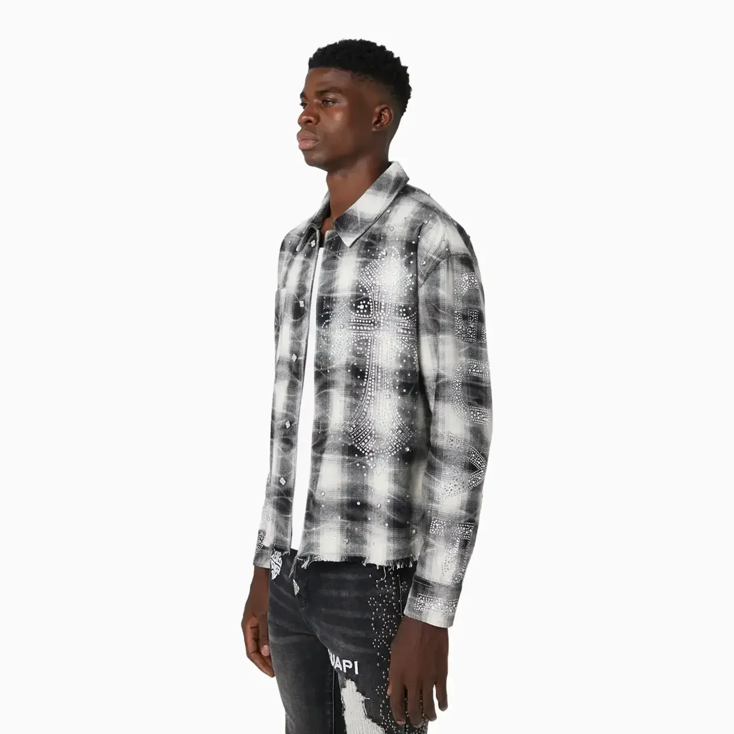 Men's Cloud Grey Cross Flannel Shirt - Image 5