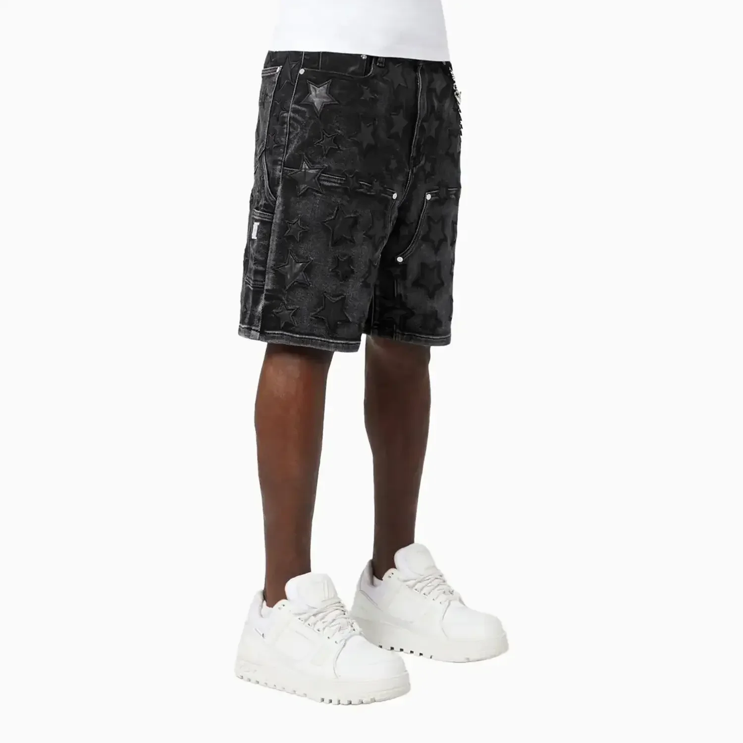 Men's Obsidian Black Stars Denim Shorts - Image 2