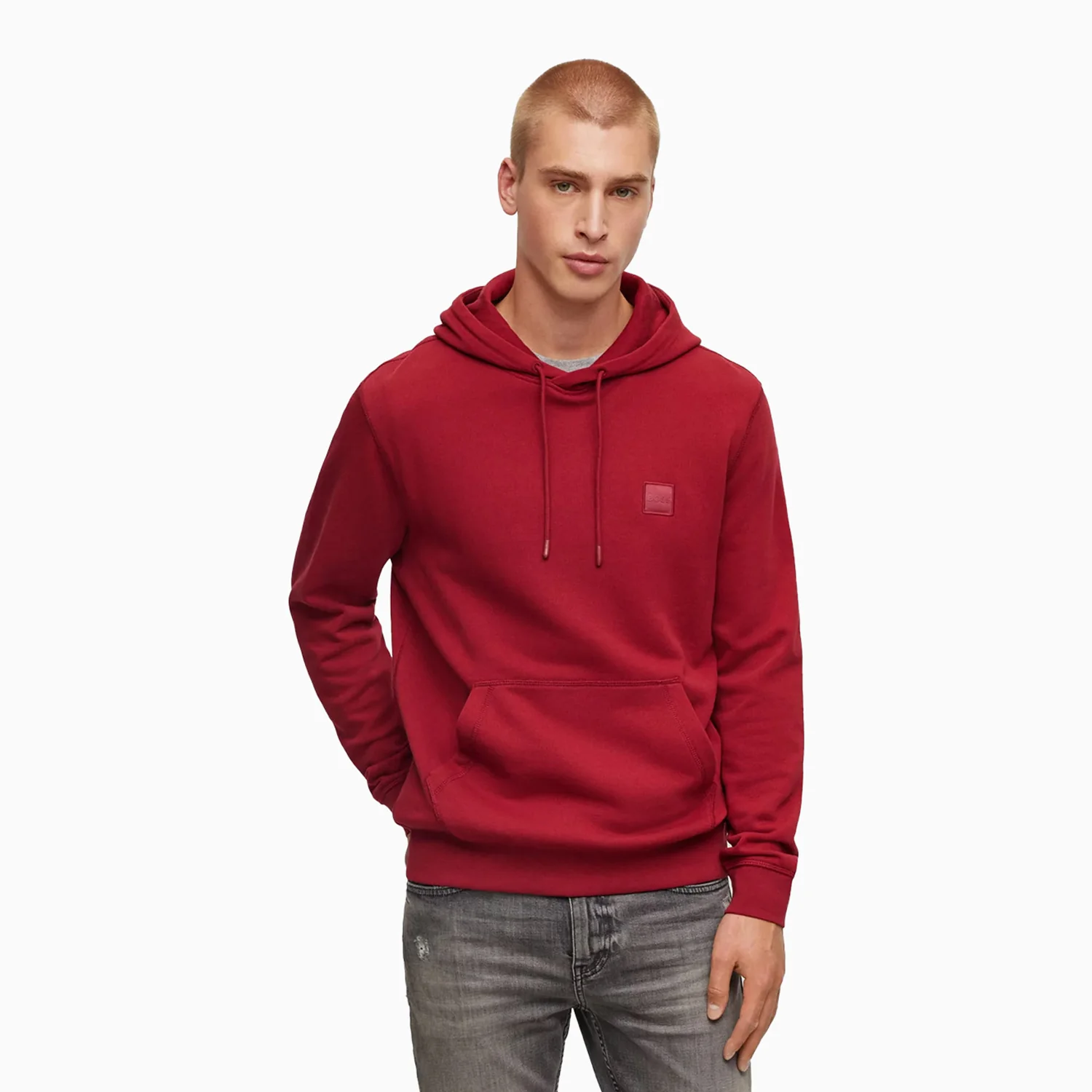 Men's Cotton Terry Hoodie With Logo Patch