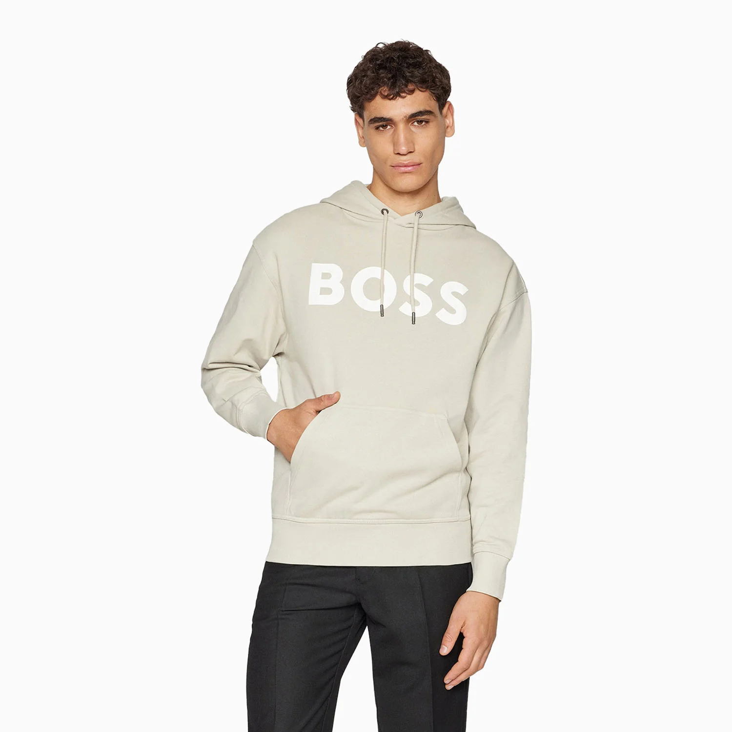 Men's Logo Print Hoodie In French Terry Cotton