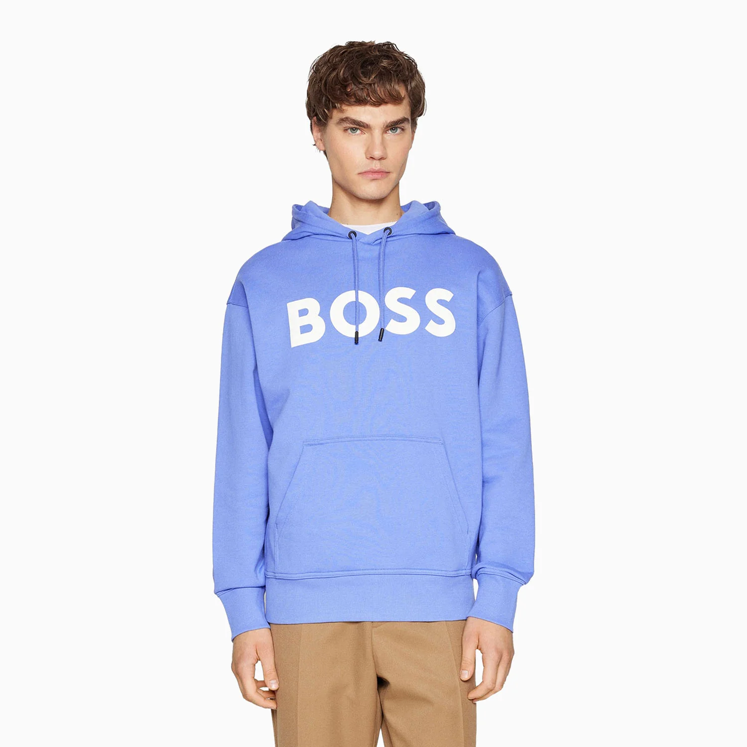 Men's Logo Print Hoodie In French Terry Cotton