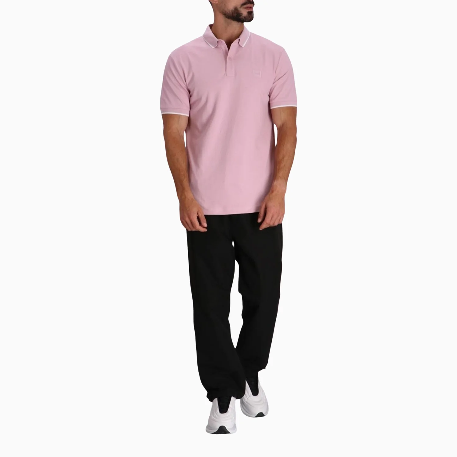 Men's Slim Fit Polo Shirt in Washed Stretch Cotton Pique - Image 4