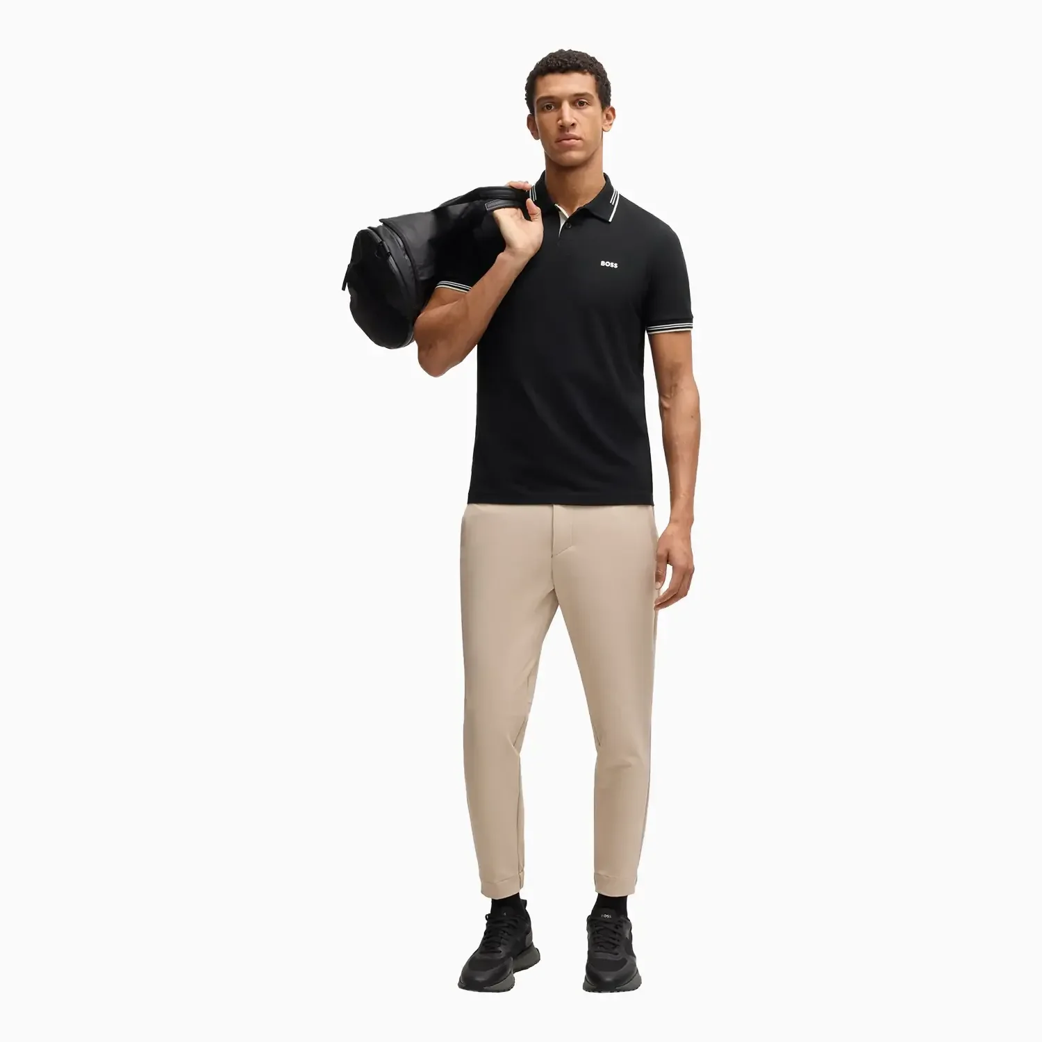 Men's Stretch Cotton Slim Fit Polo Shirt with Branding - Image 4