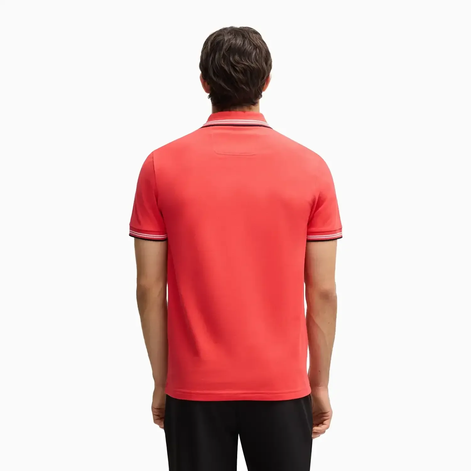 Men's Stretch Cotton Slim Fit Polo Shirt with Branding - Image 3