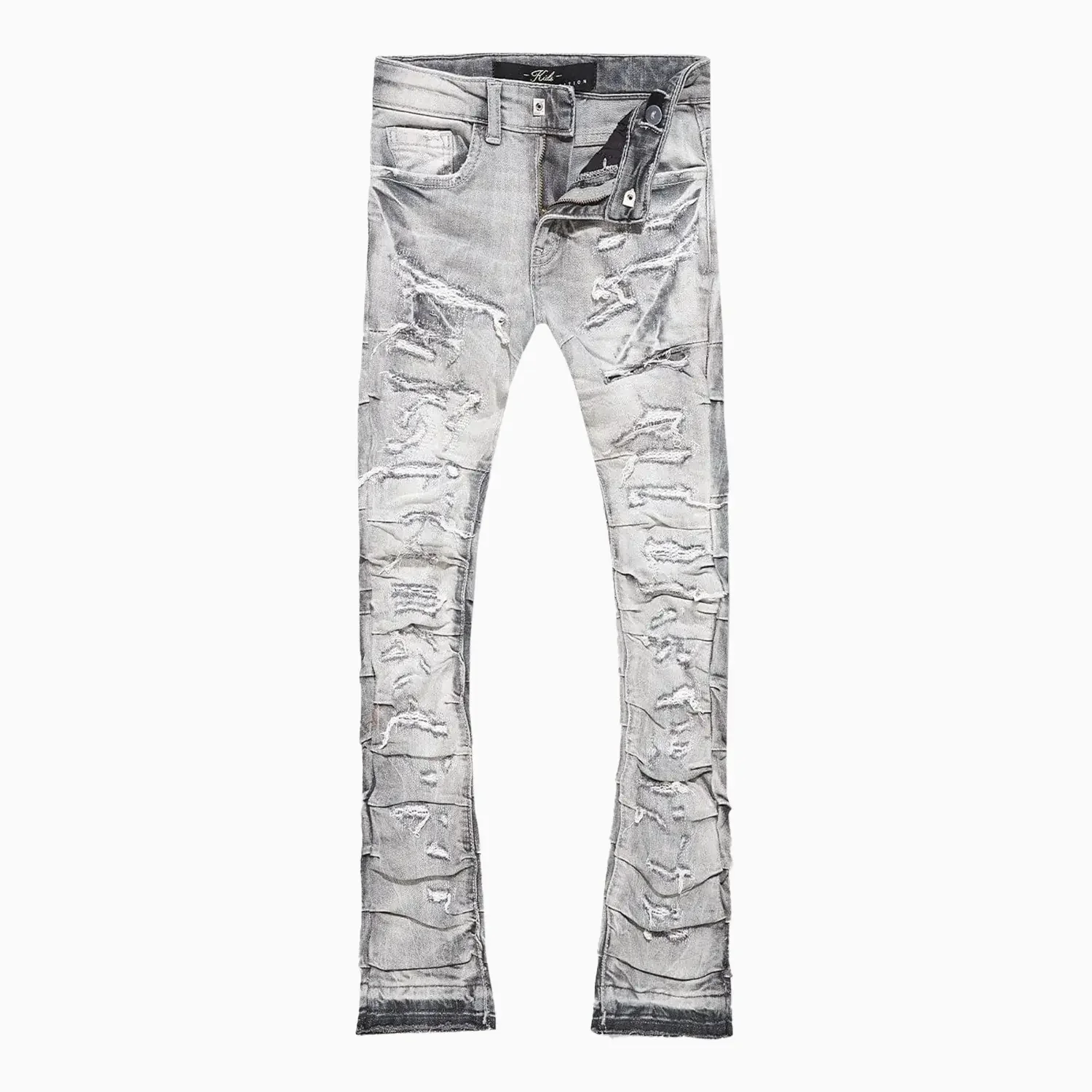 Men's Pleated Side Seam Shredded Jeans Pant