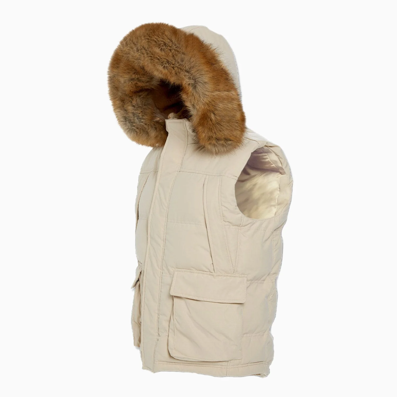 Men's Yukon Fur Lined Hooded Puffer Vest - Image 6