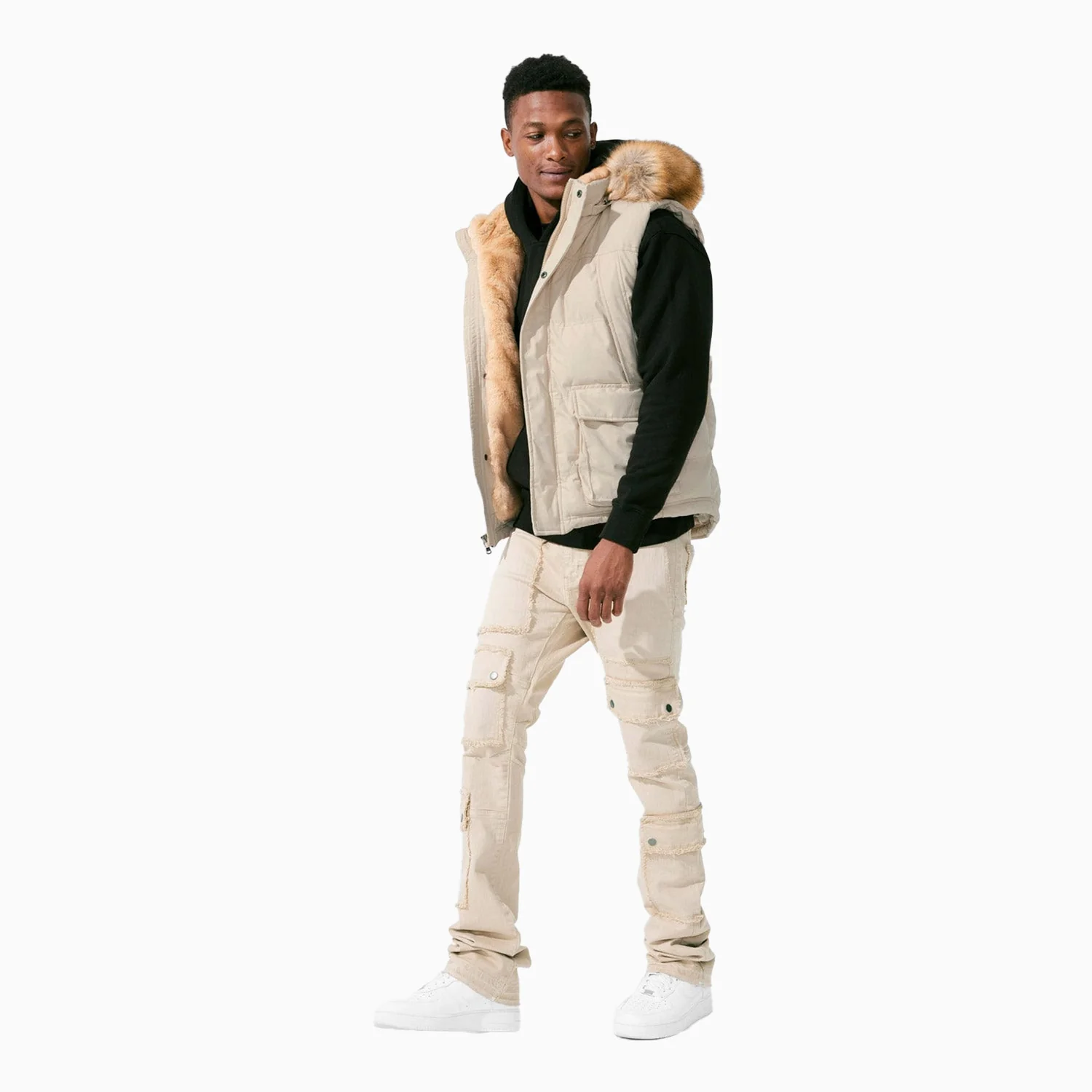 Men's Yukon Fur Lined Hooded Puffer Vest - Image 7
