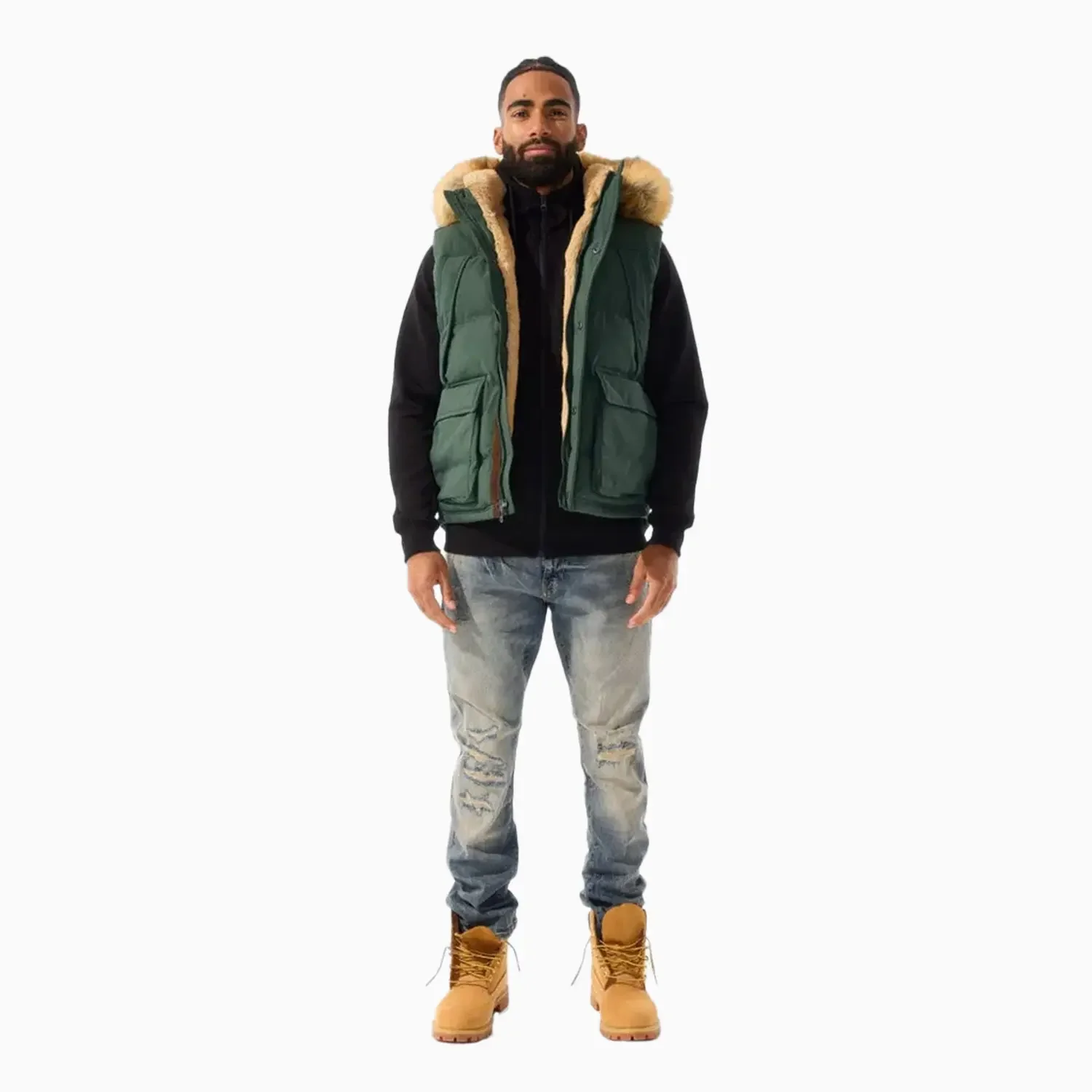 Men's Yukon Fur Lined Puffer Vest - Image 3