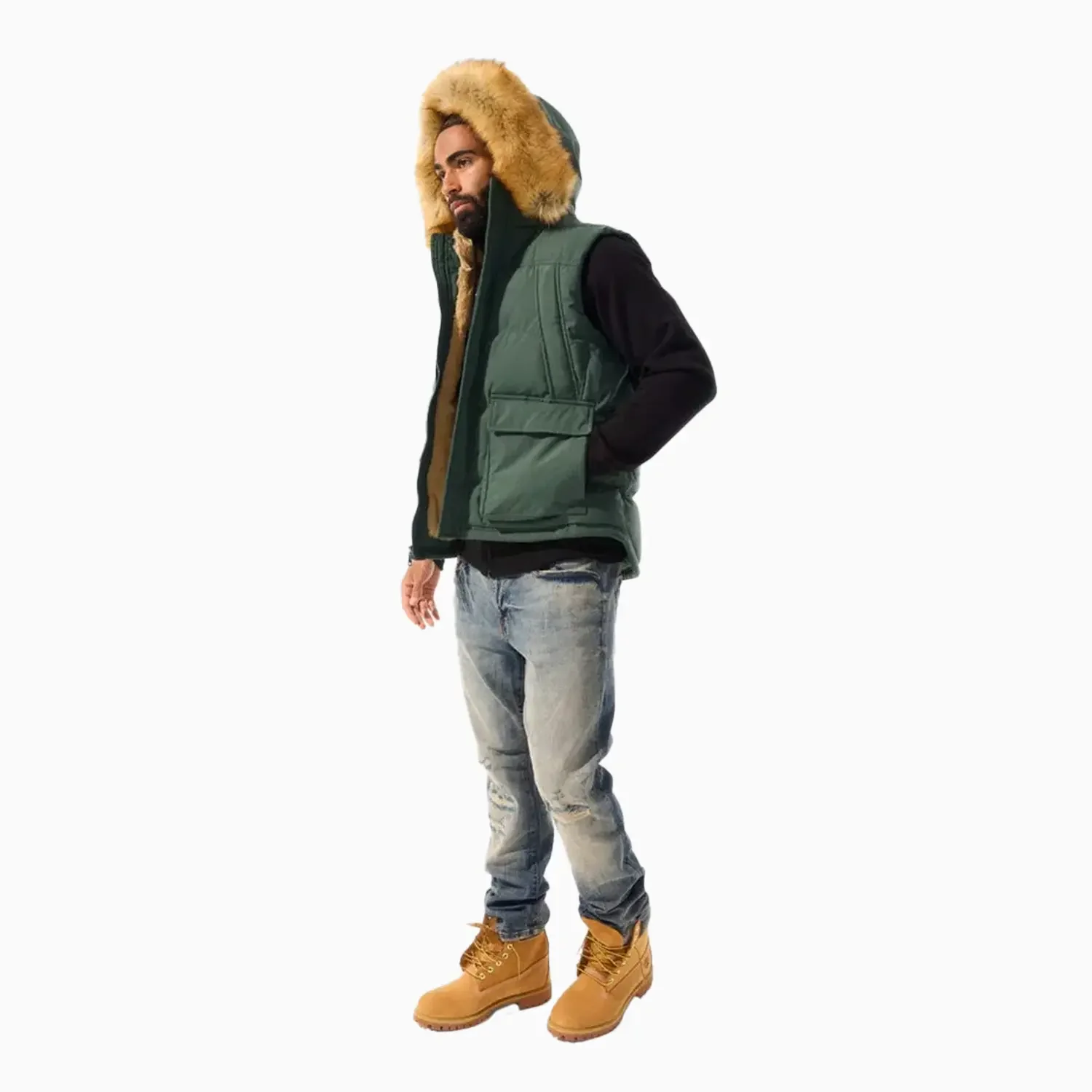 Men's Yukon Fur Lined Puffer Vest - Image 6
