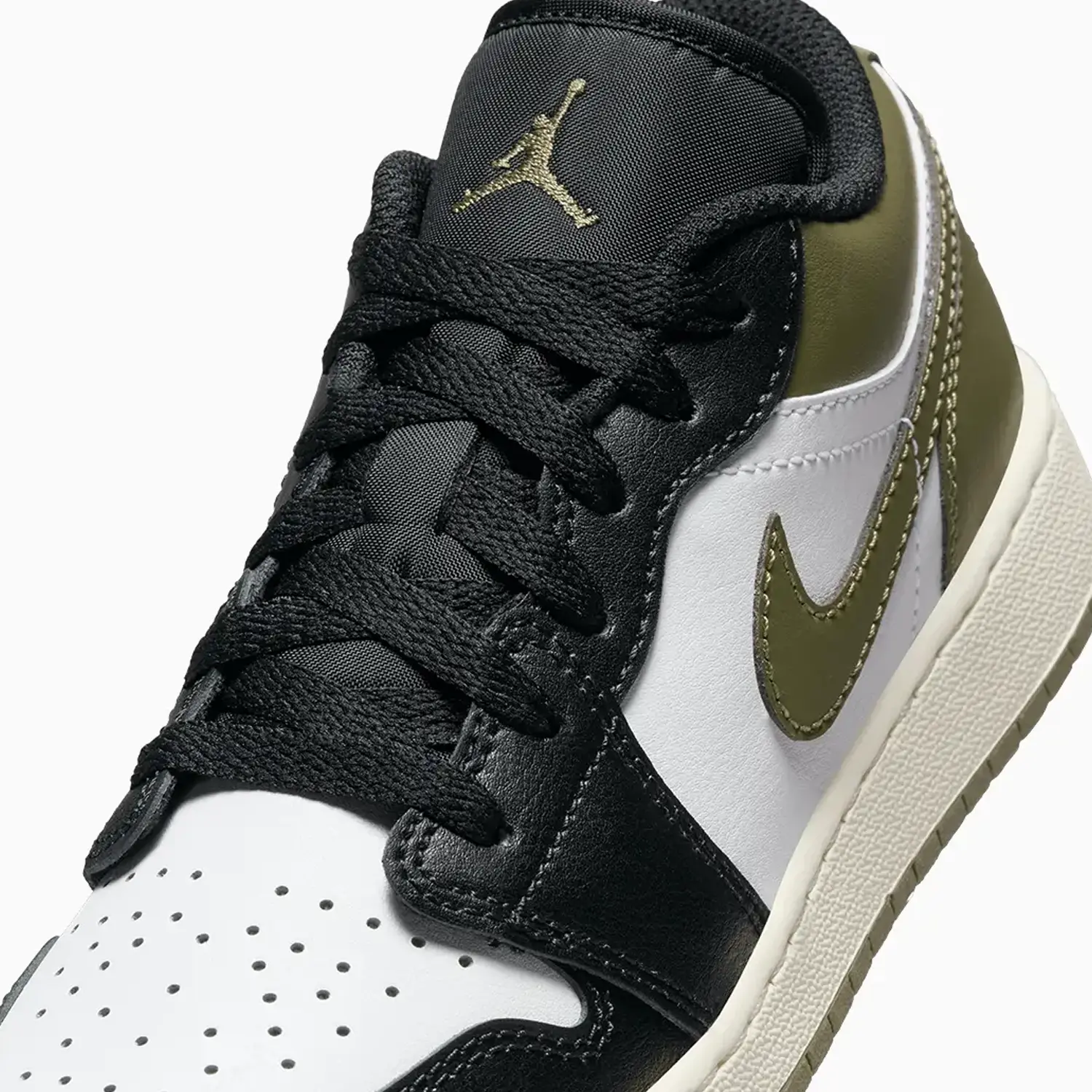 Kid's Air Jordan 1 Low "Black Toe Medium Olive" Grade School - Image 7
