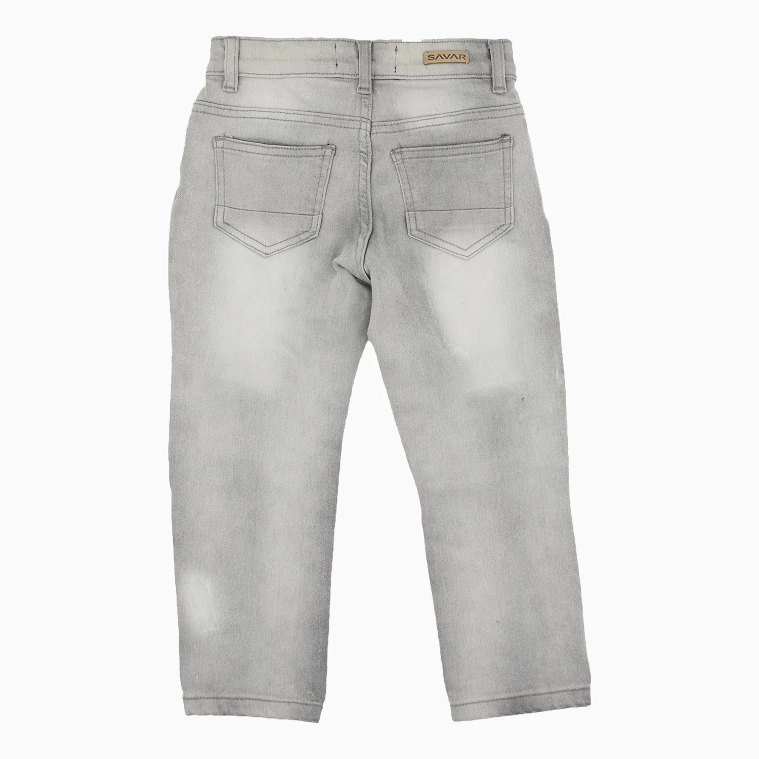 Kid's Savar Light Grey Slim Denim Ripped Jeans Pant - Image 6