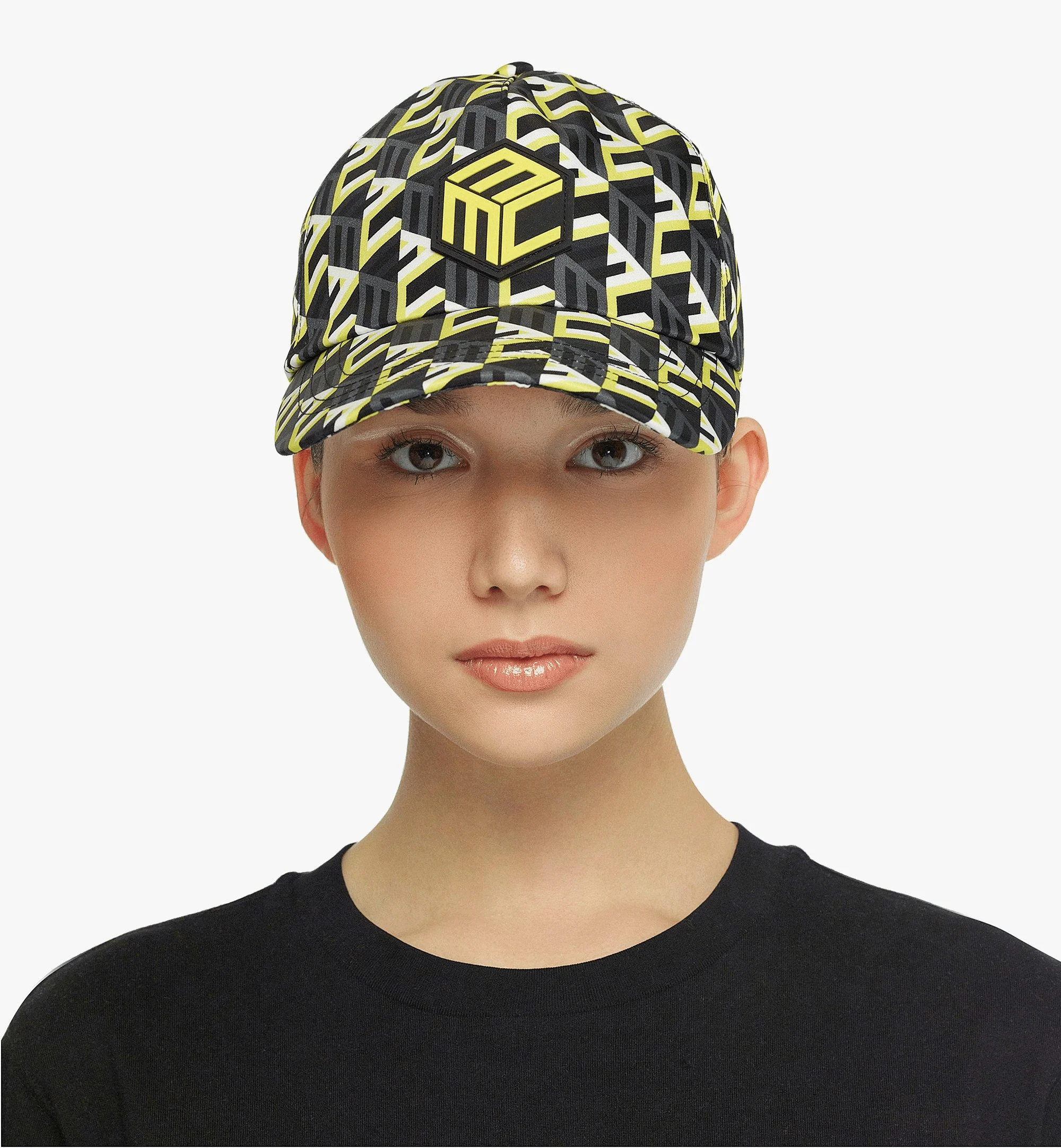 Cubic Monogram Print Cap in Recycled Nylon - Image 4