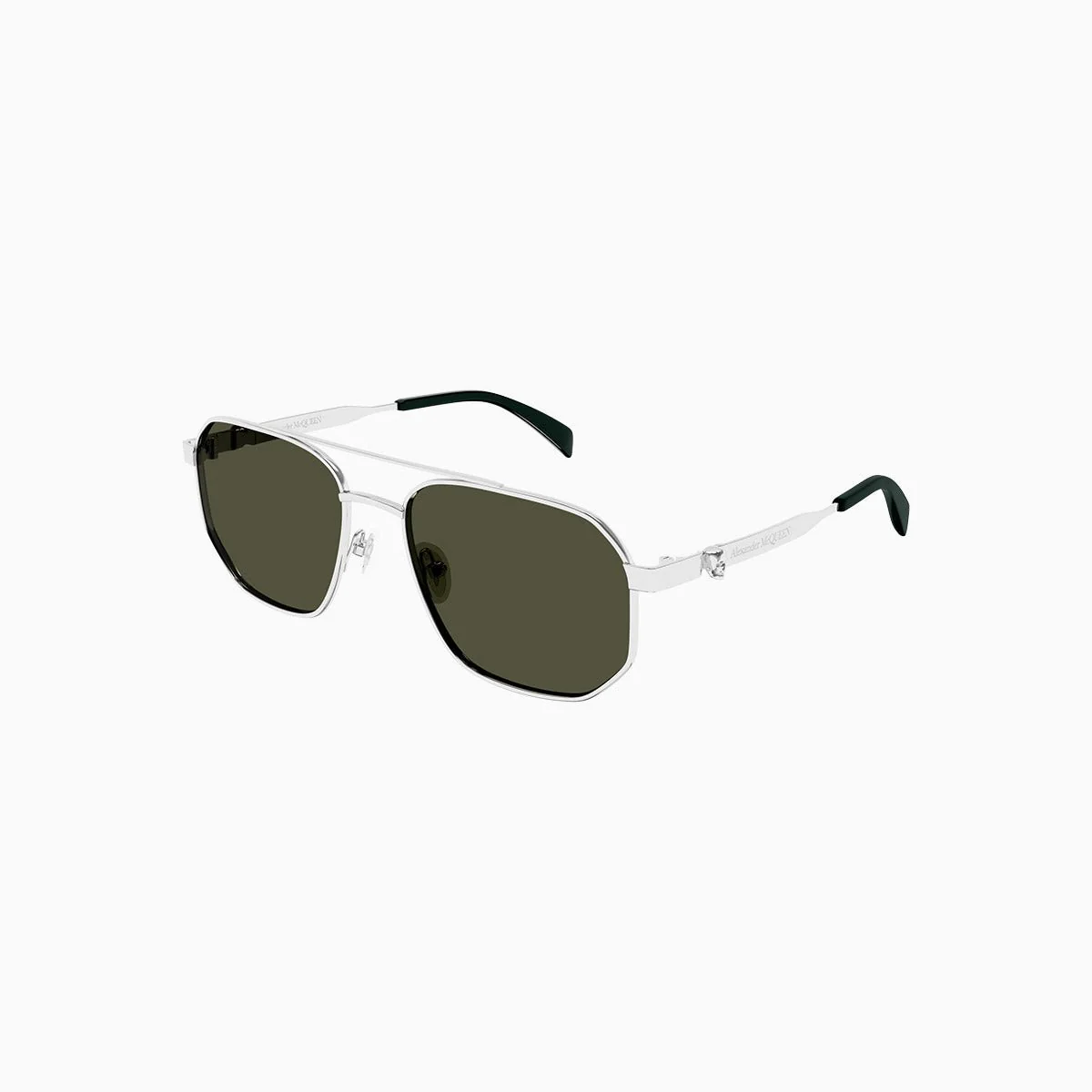 Men's Alexander McQueen Silver Green Sunglasses - Image 3
