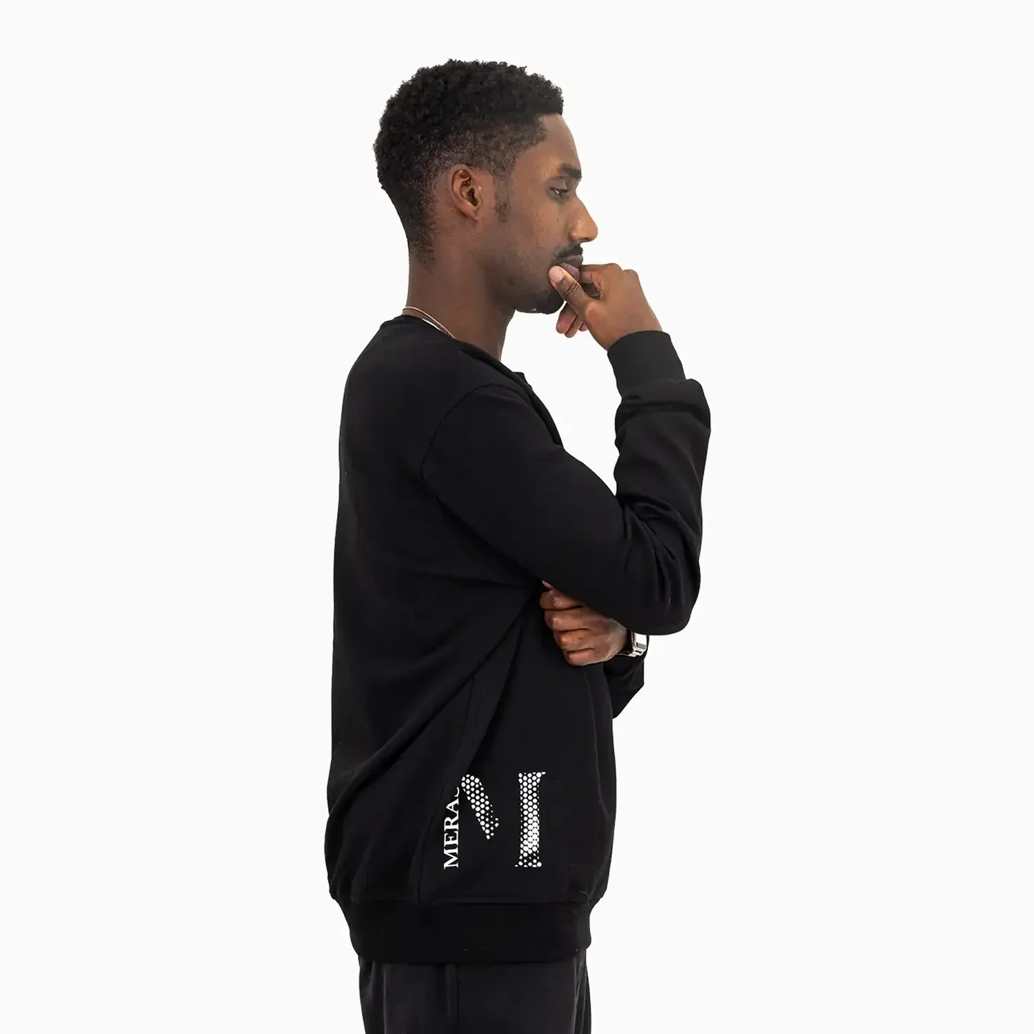 Men's Girl Sad Face Crew Neck Sweatshirt - Image 3