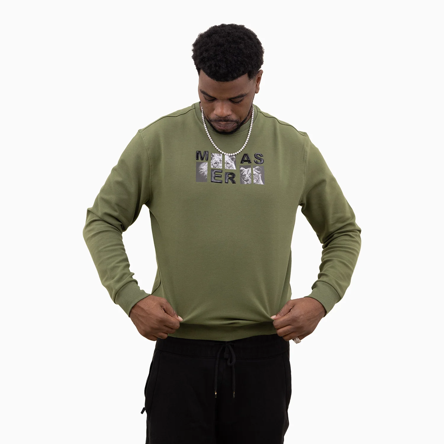 Men's Lion Graphic Crew Neck Sweatshirt - Image 3