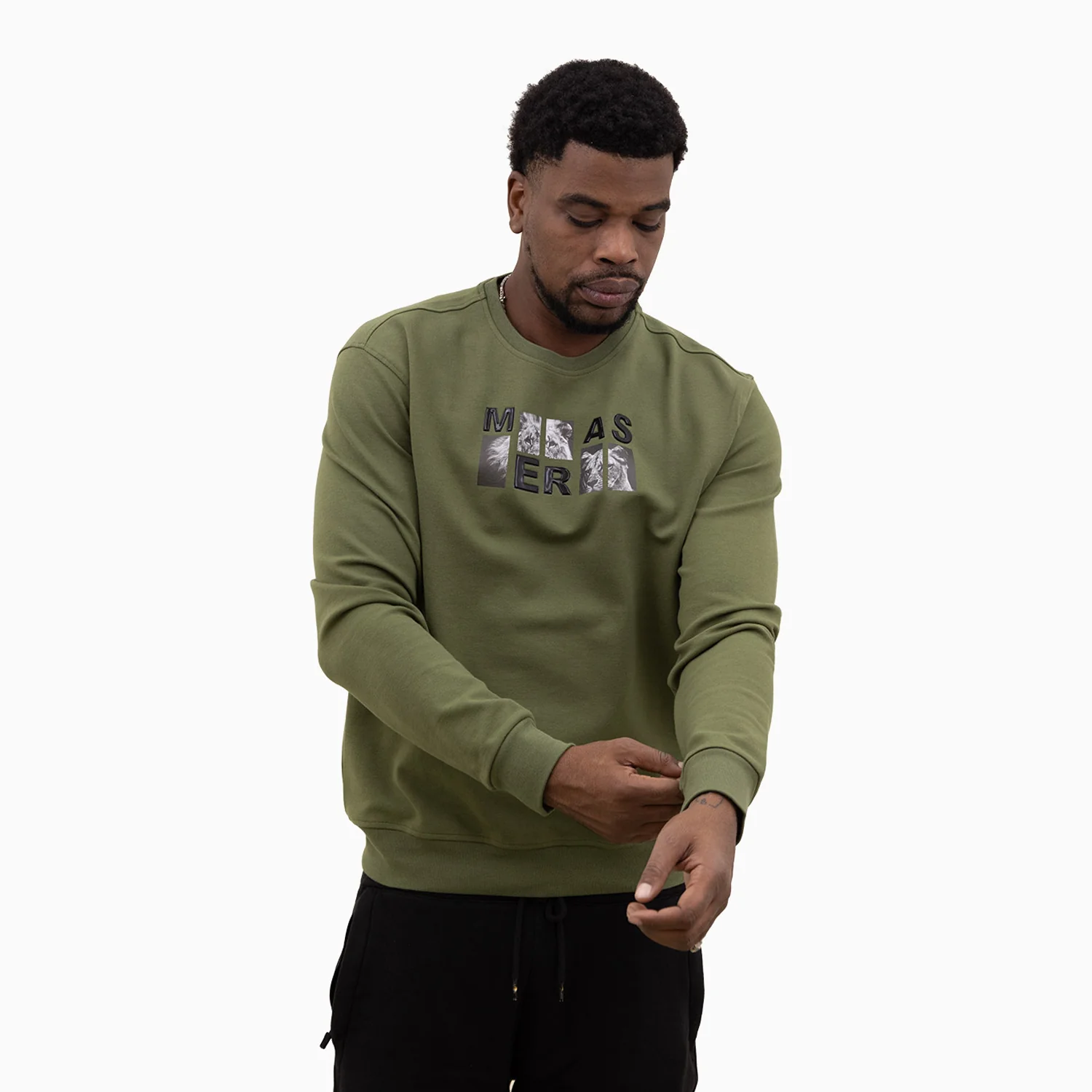 Men's Lion Graphic Crew Neck Sweatshirt - Image 4