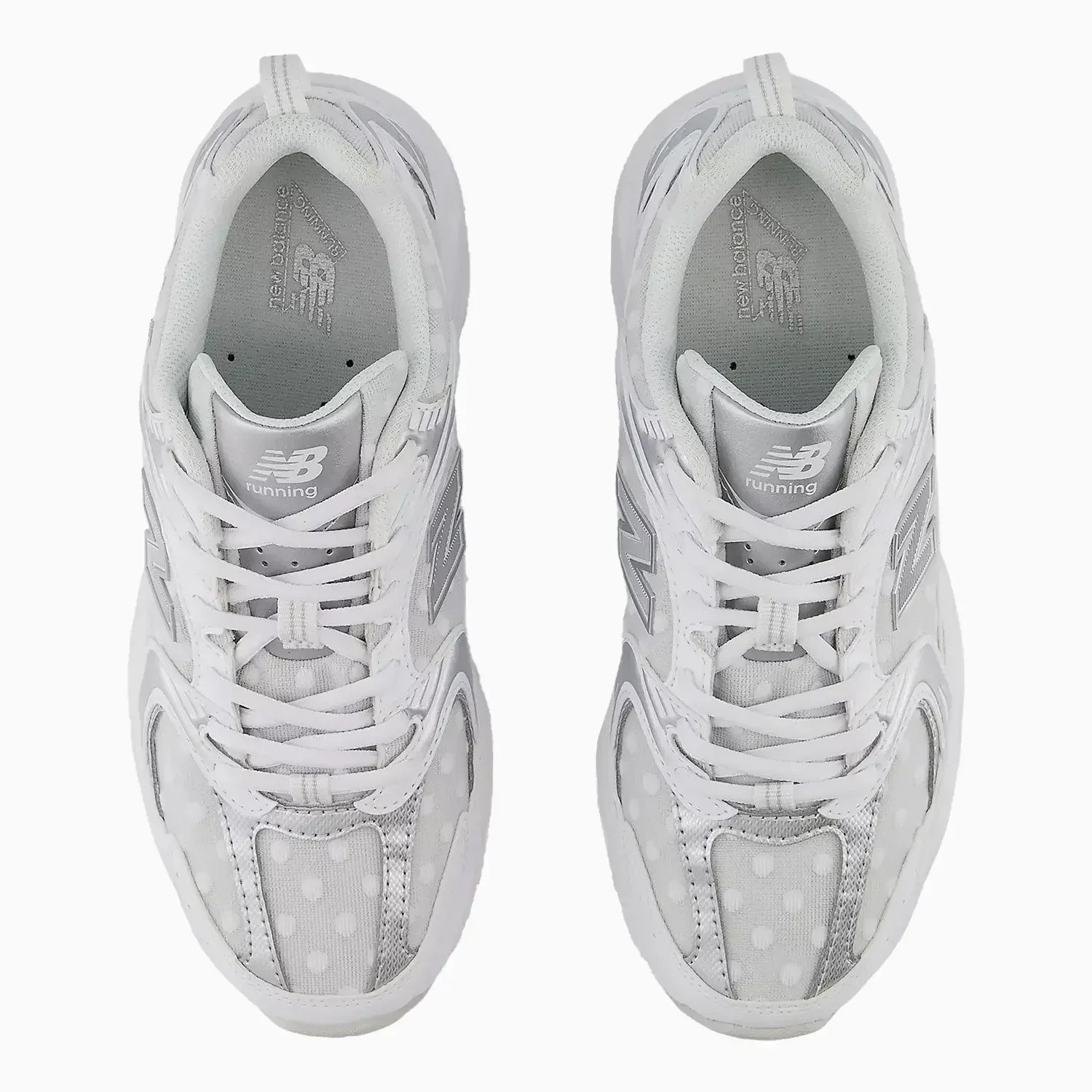 530 "White Silver Metallic Polka Dots" - Image 4