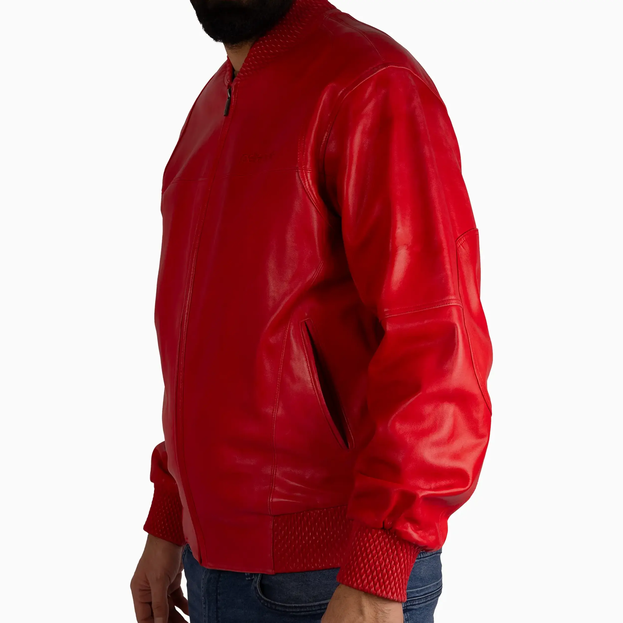 Men's Basic Blouson Leather Jacket - Image 8