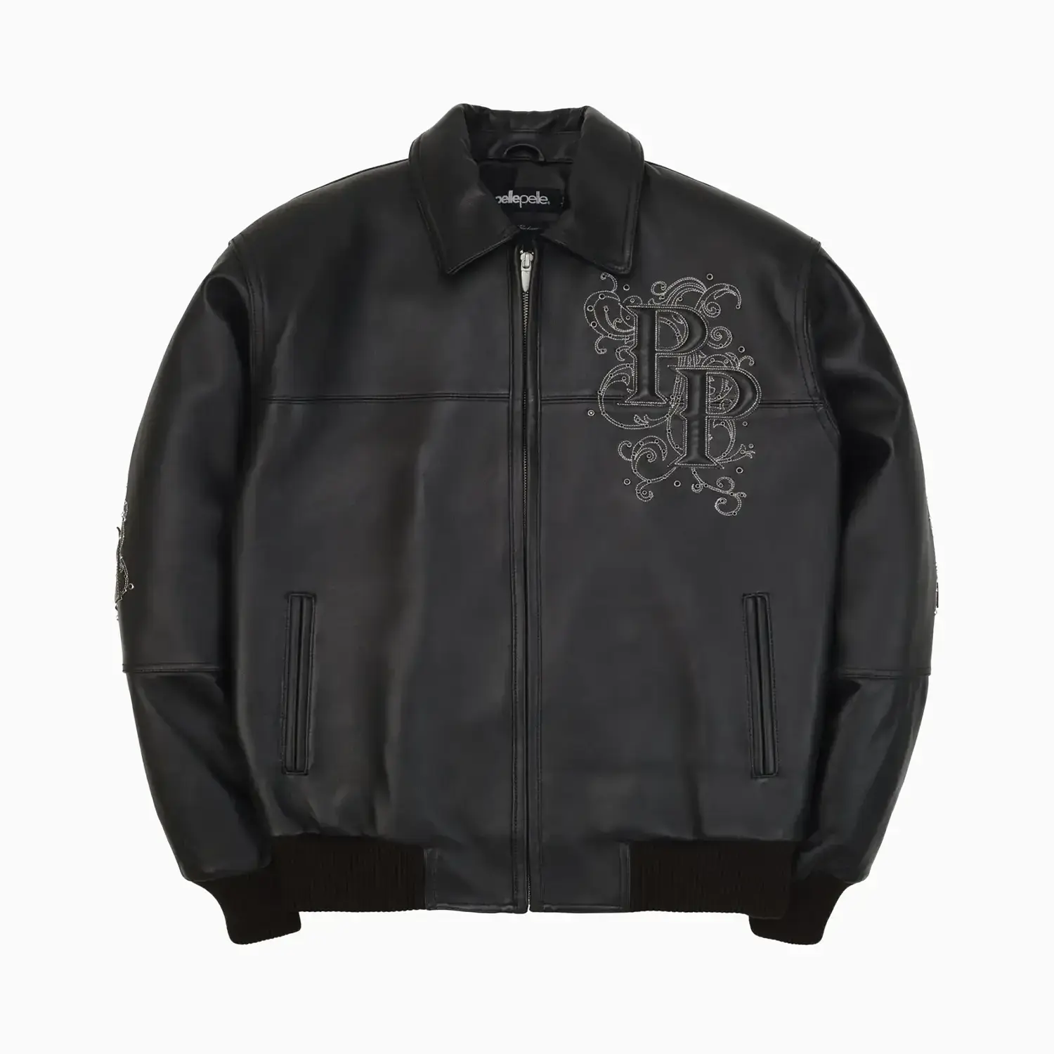 Men's Shoulder Crest Leather Jacket