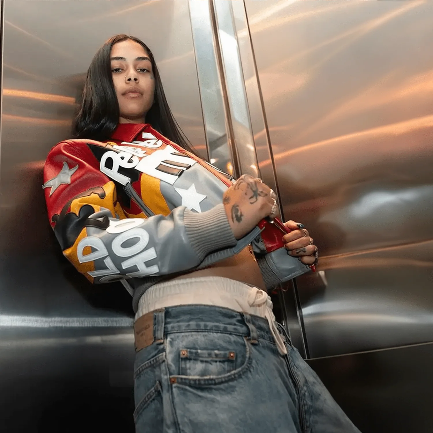 Women's 50 Years Of Hip Hop Crop Leather Jacket - Image 11