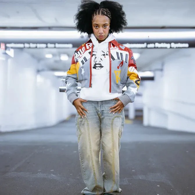 Women's 50 Years Of Hip Hop Crop Leather Jacket - Image 4