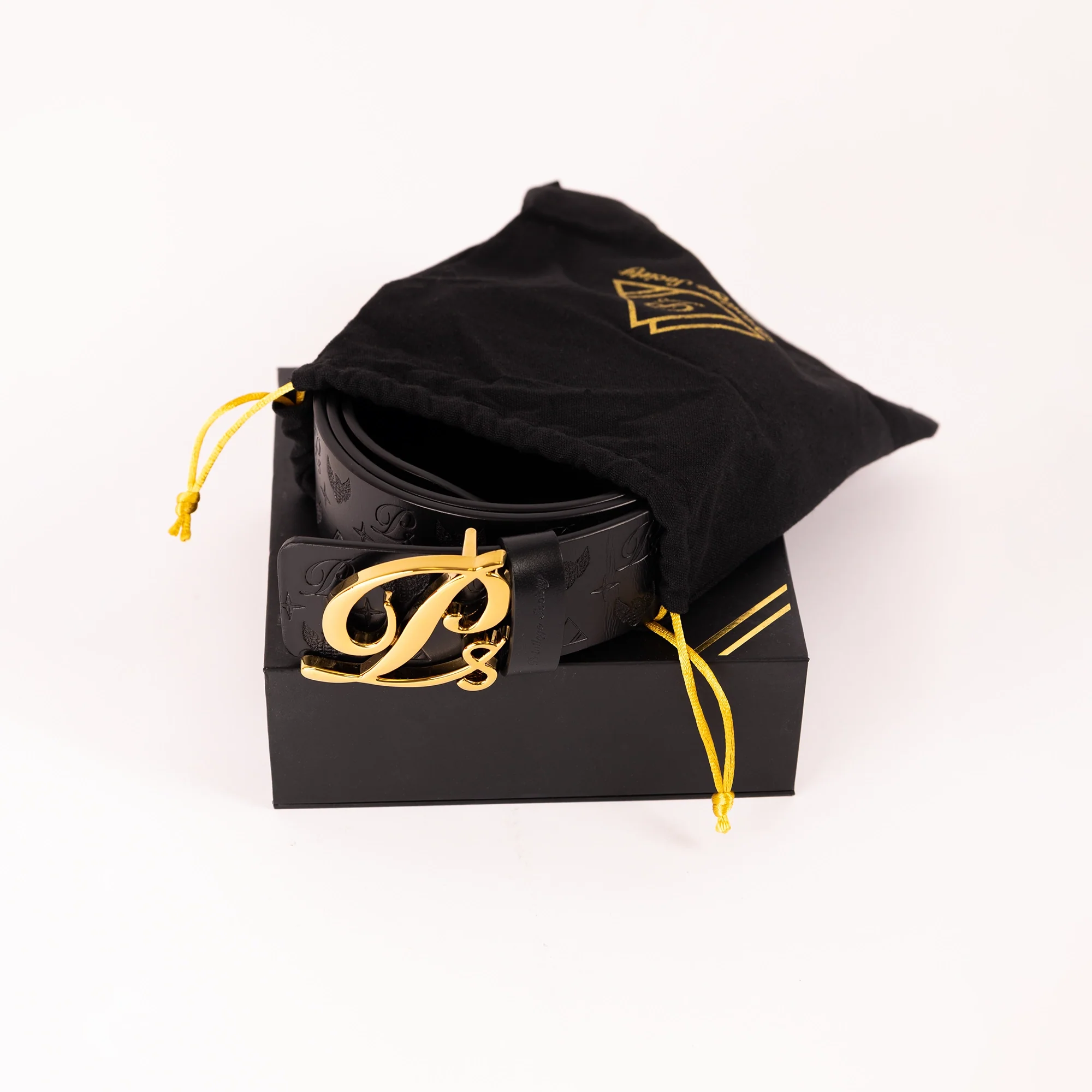Men's Monogram Leather HC Belt Gold Black - Image 2