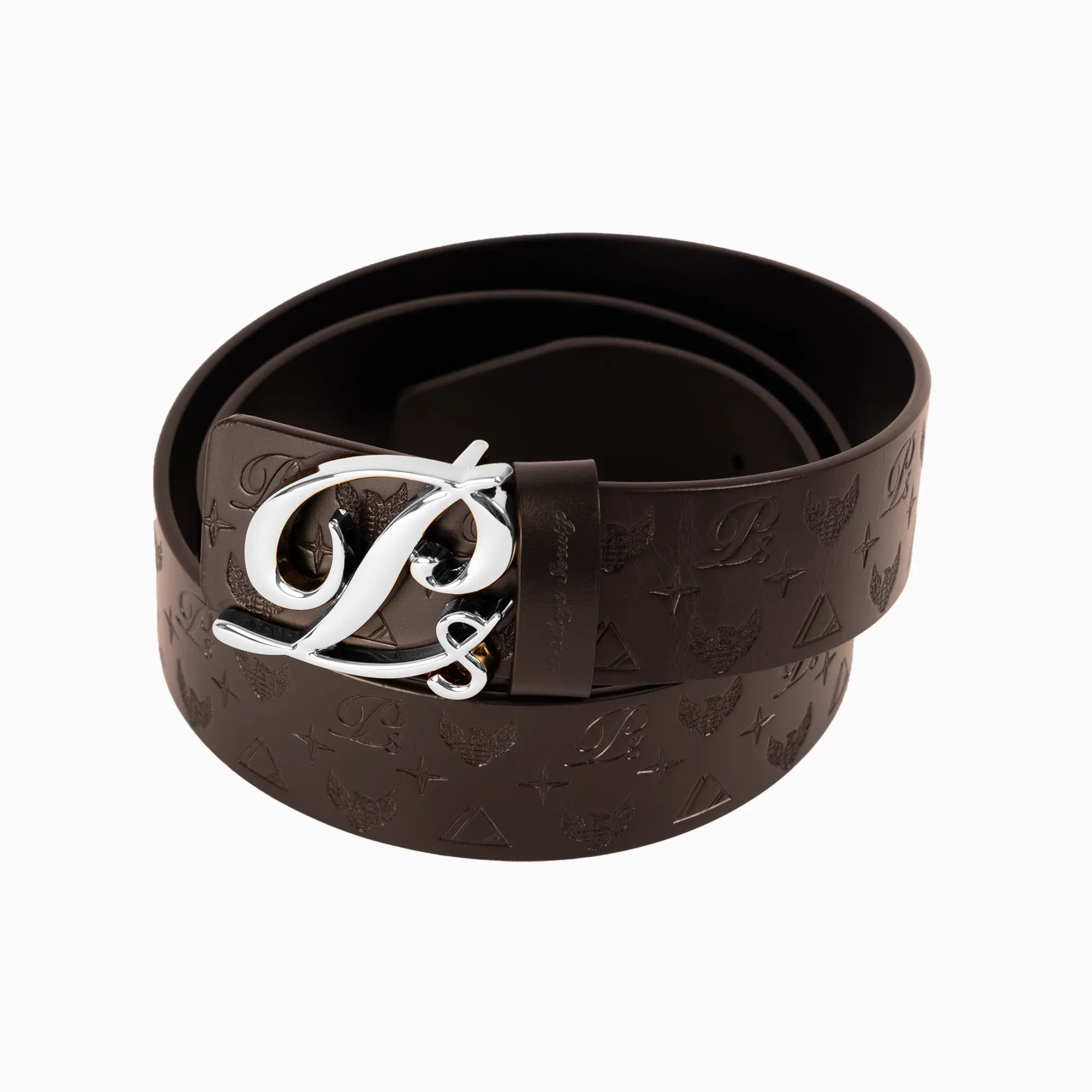 Men's Monogram Leather HC Belt Silver Black
