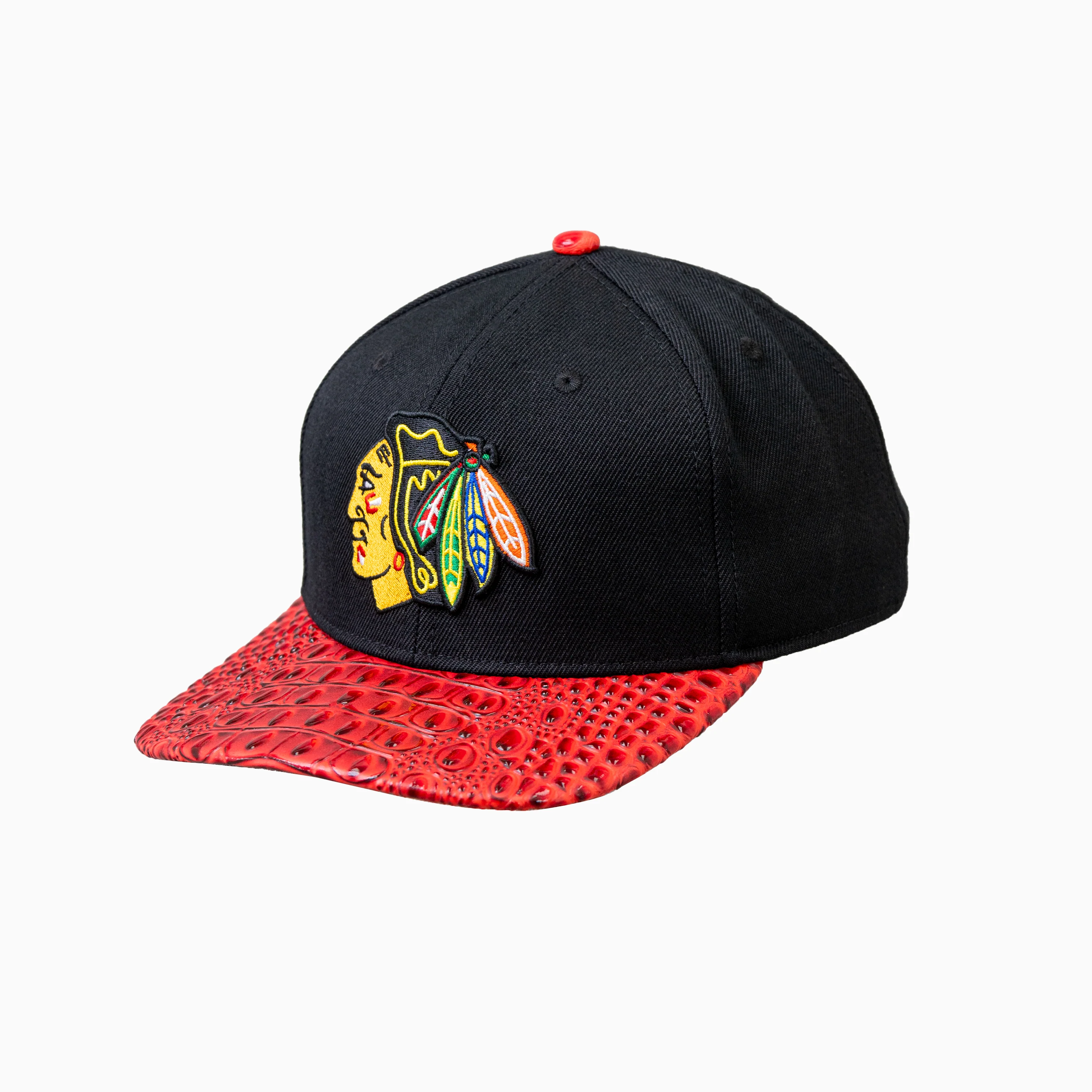 Chicago Blackhawks NHL Leather Visor Snapback Hat - Image 3