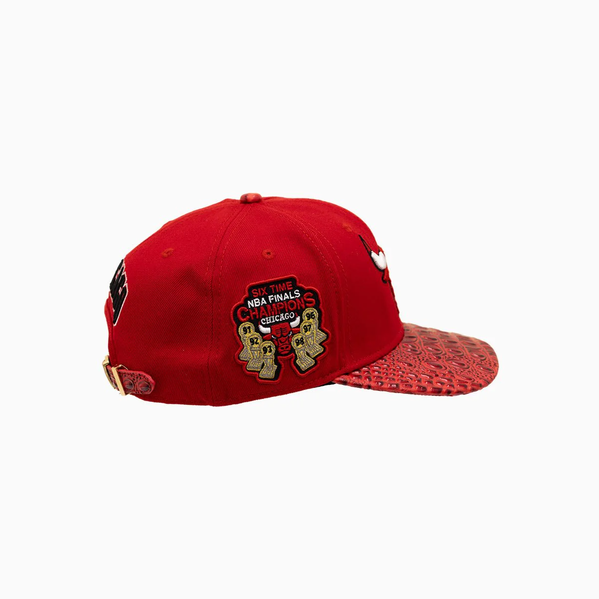 Chicago Bulls NBA Leather Visor Flatbrim Snapback Hat - Image 3