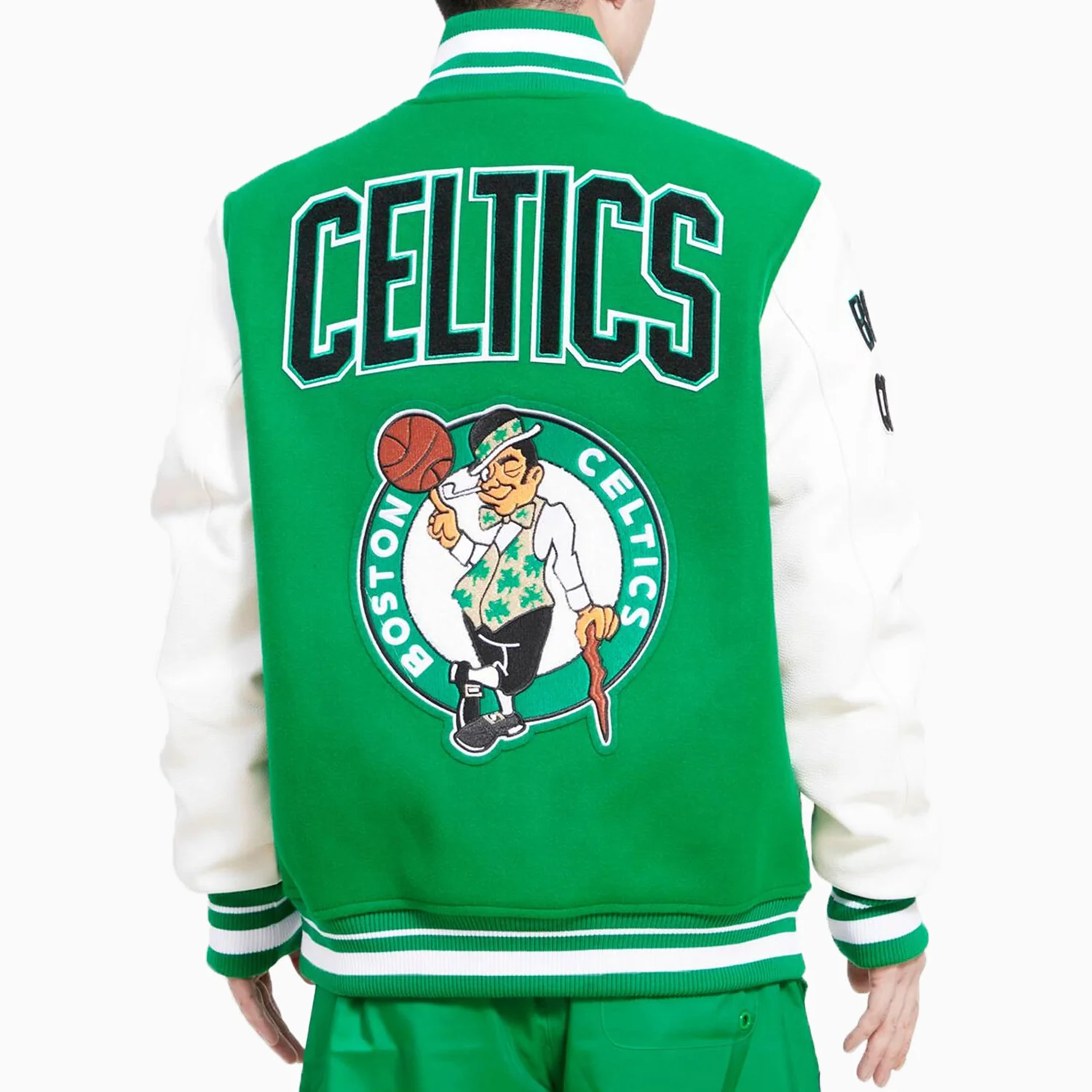 Men's Boston Celtics NBA Retro Classic Rib Wool Varsity Jacket - Image 2