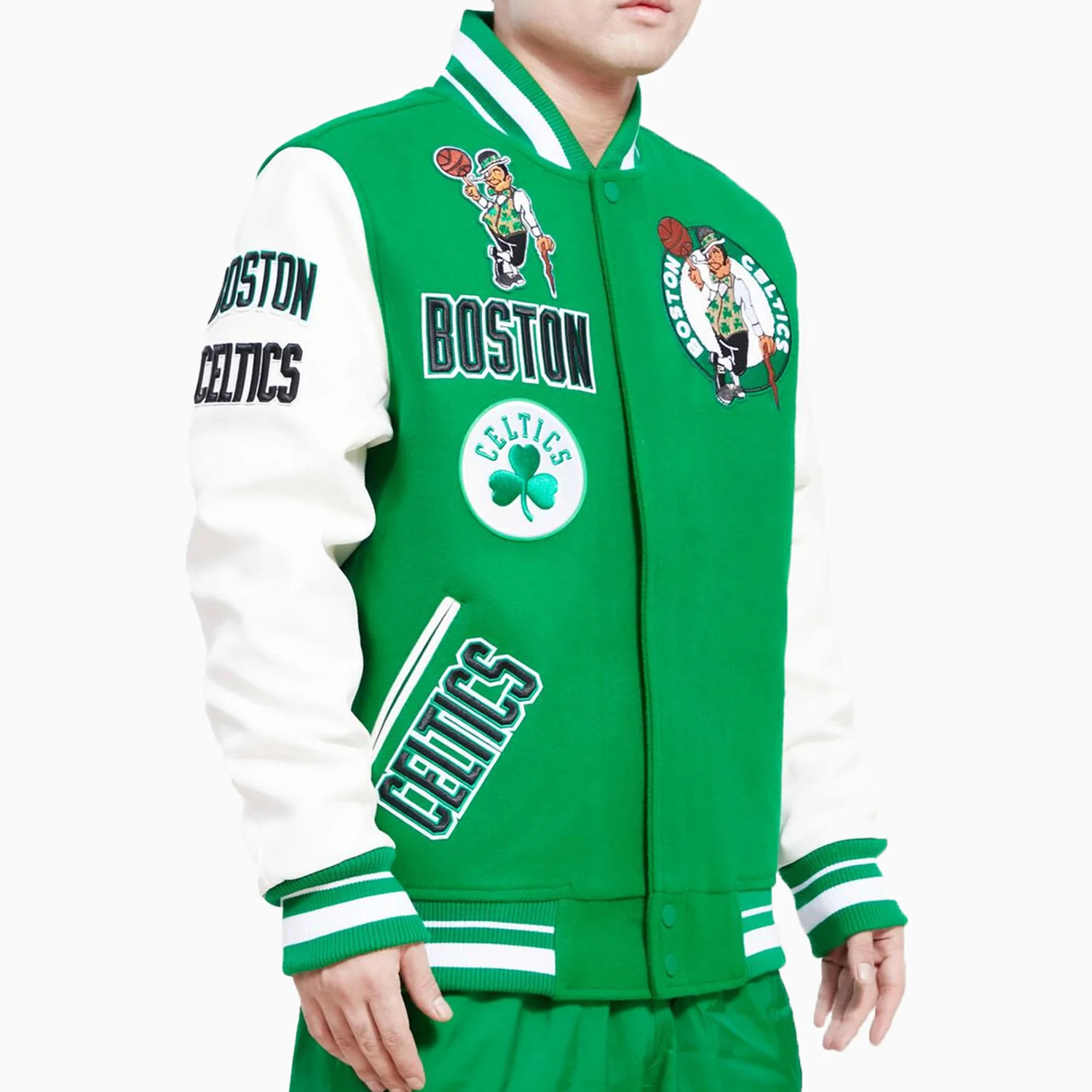Men's Boston Celtics NBA Retro Classic Rib Wool Varsity Jacket - Image 3