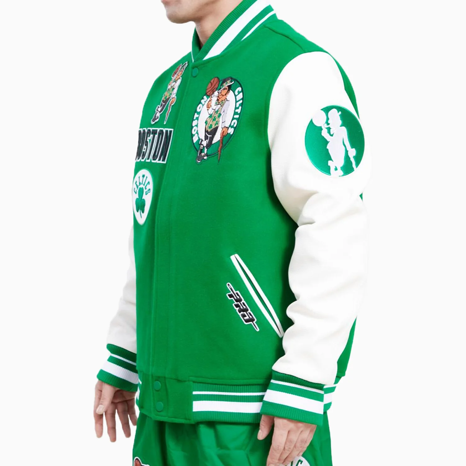 Men's Boston Celtics NBA Retro Classic Rib Wool Varsity Jacket - Image 4